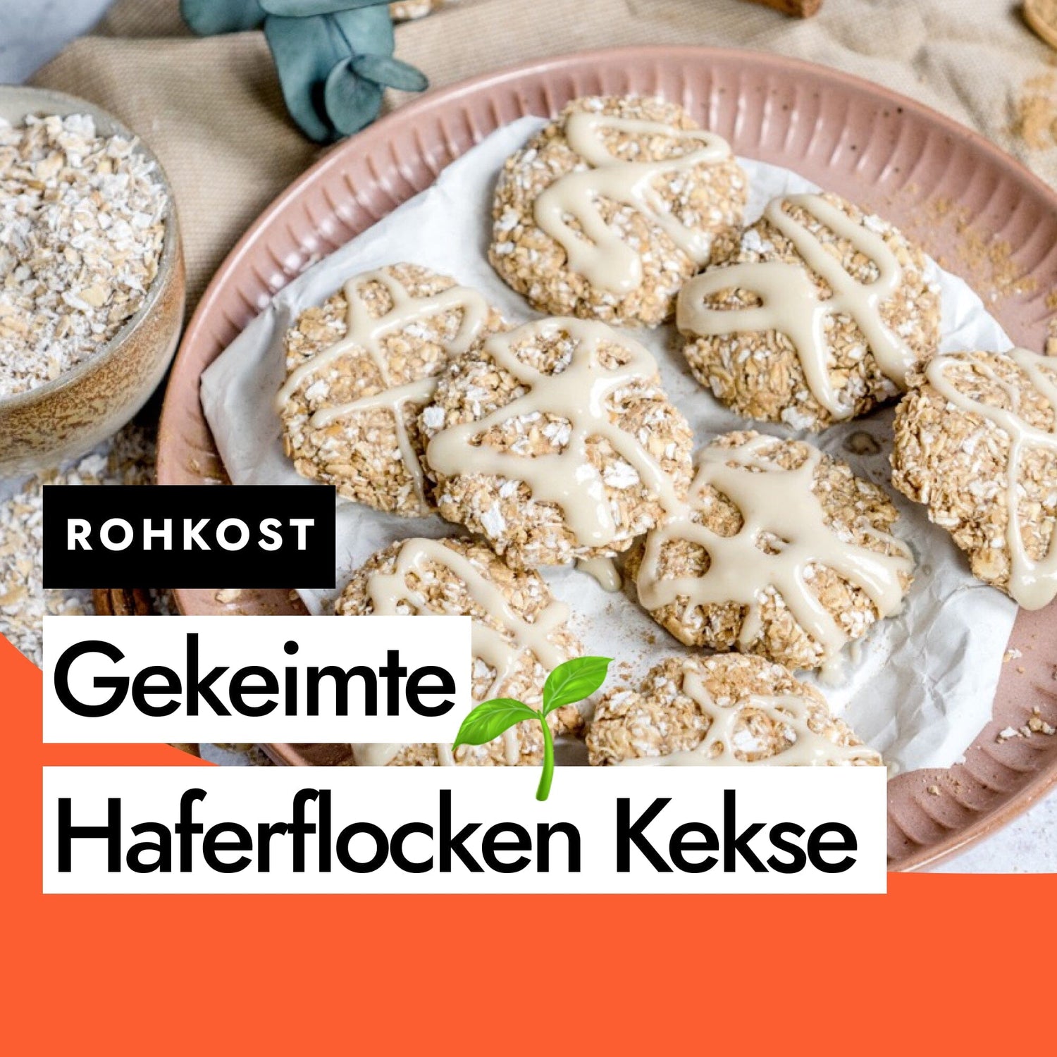 Gedörrte gekeimte Haferflocken Kekse in Rohkostqualität