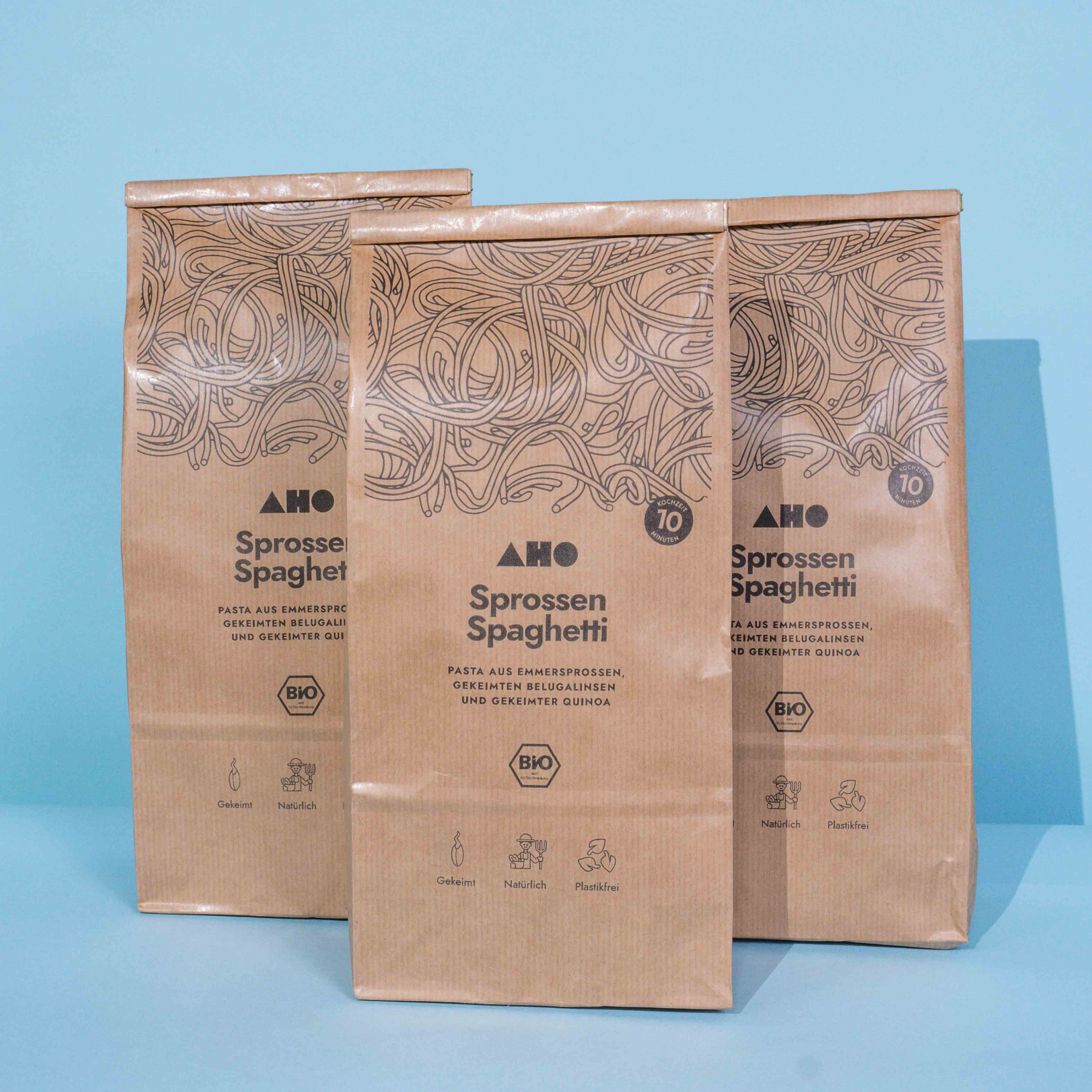 AHO Sprossen Spaghetti Raw Vegan Pasta AHO.BIO GmbH 1,5kg (3 Tüten)
