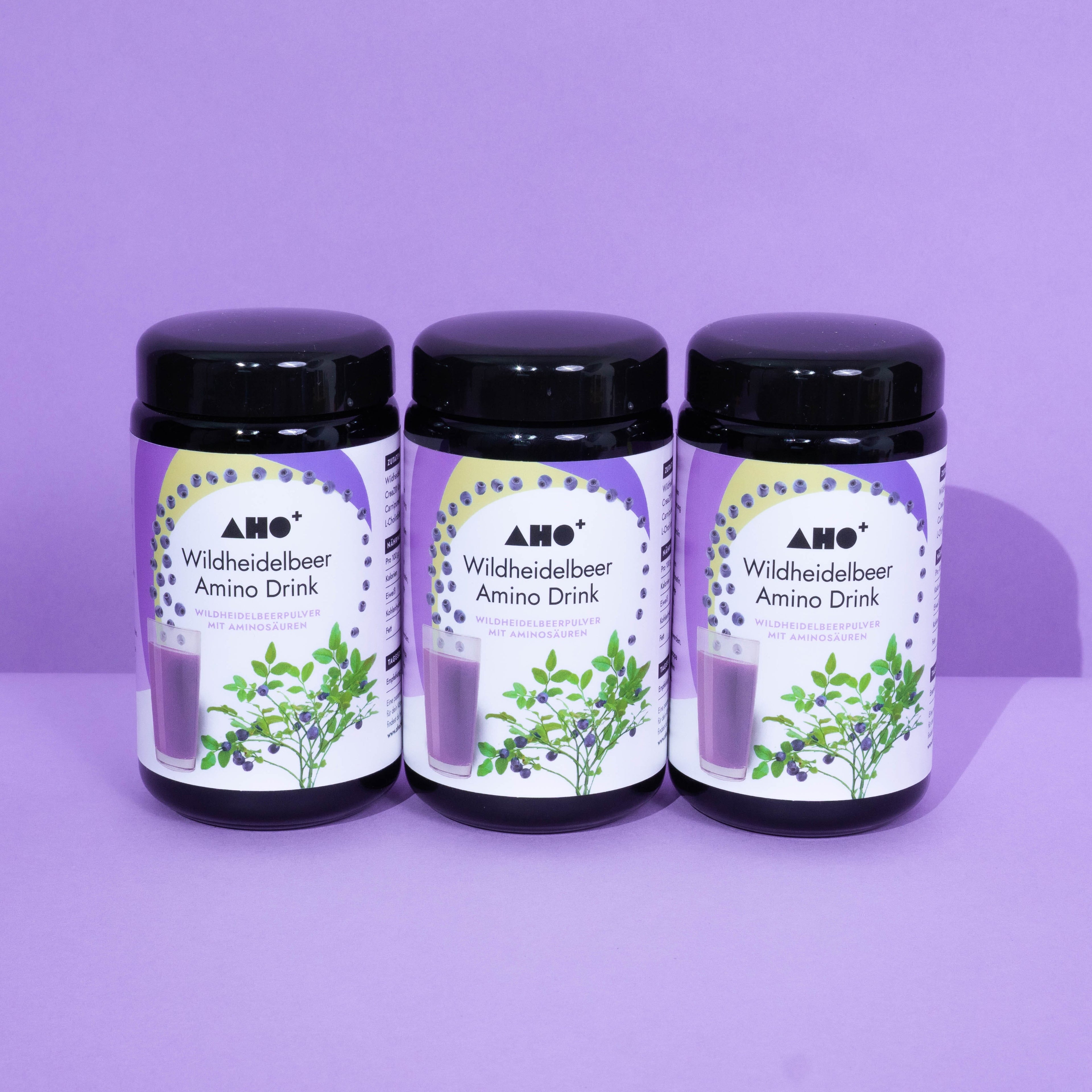 AHO Wildheidelbeer Amino Drink Nahrungsergänzung AHO.BIO GmbH 513g (3 Gläser)