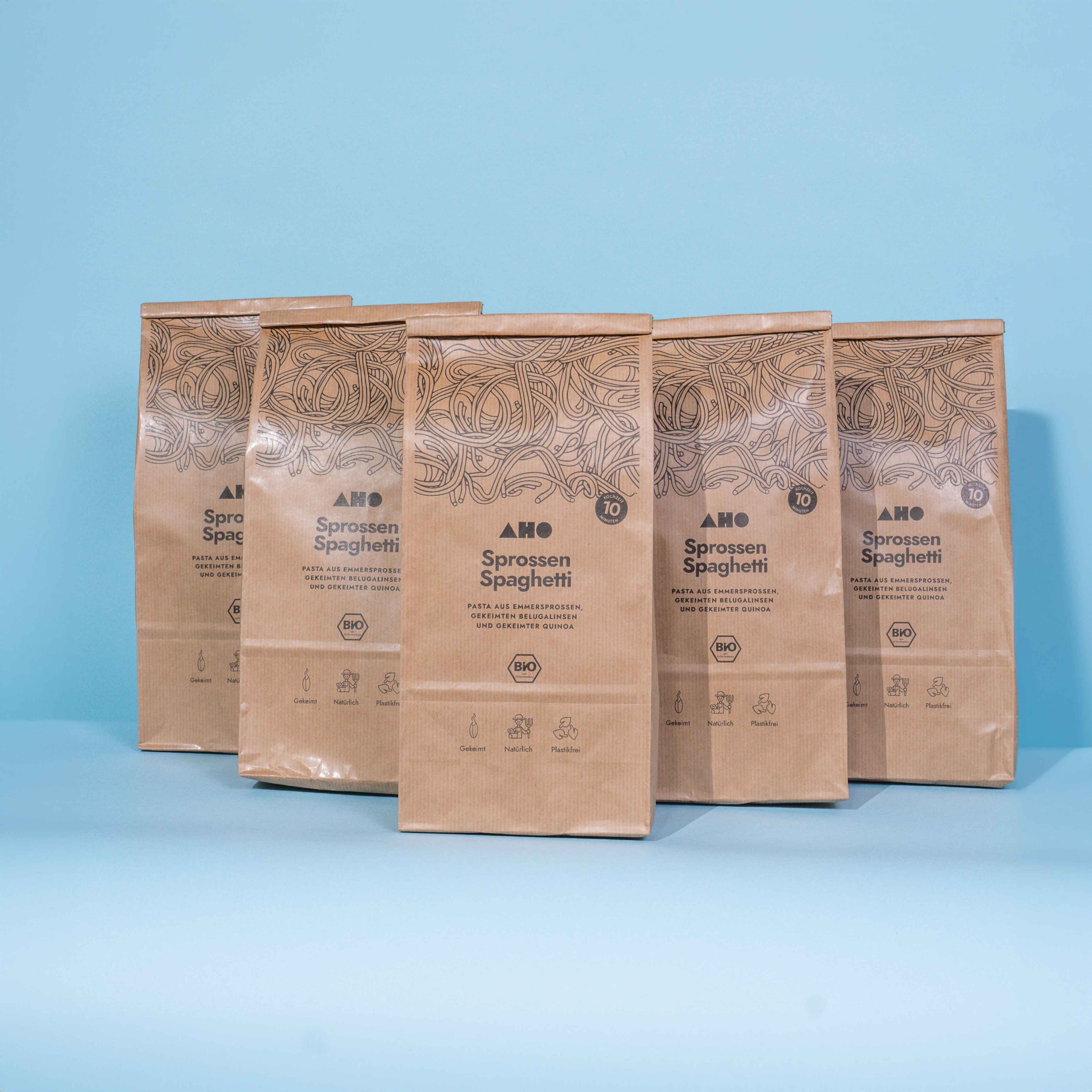 AHO Sprossen Spaghetti Raw Vegan Pasta AHO.BIO GmbH 2,5kg (5 Tüten)
