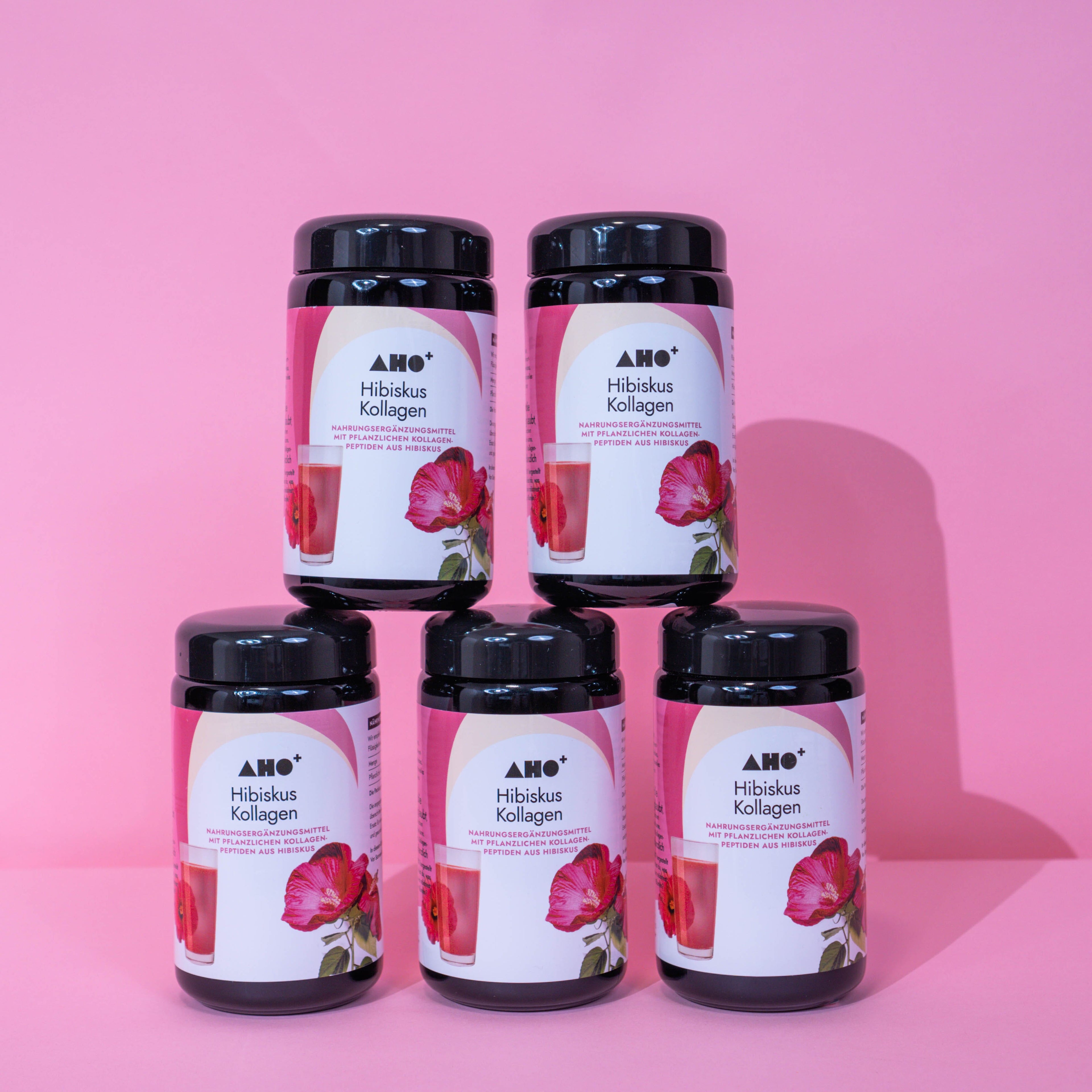 AHO Hibiskus Kollagen Nahrungsergänzung AHO.BIO GmbH 750g (5 Gläser)
