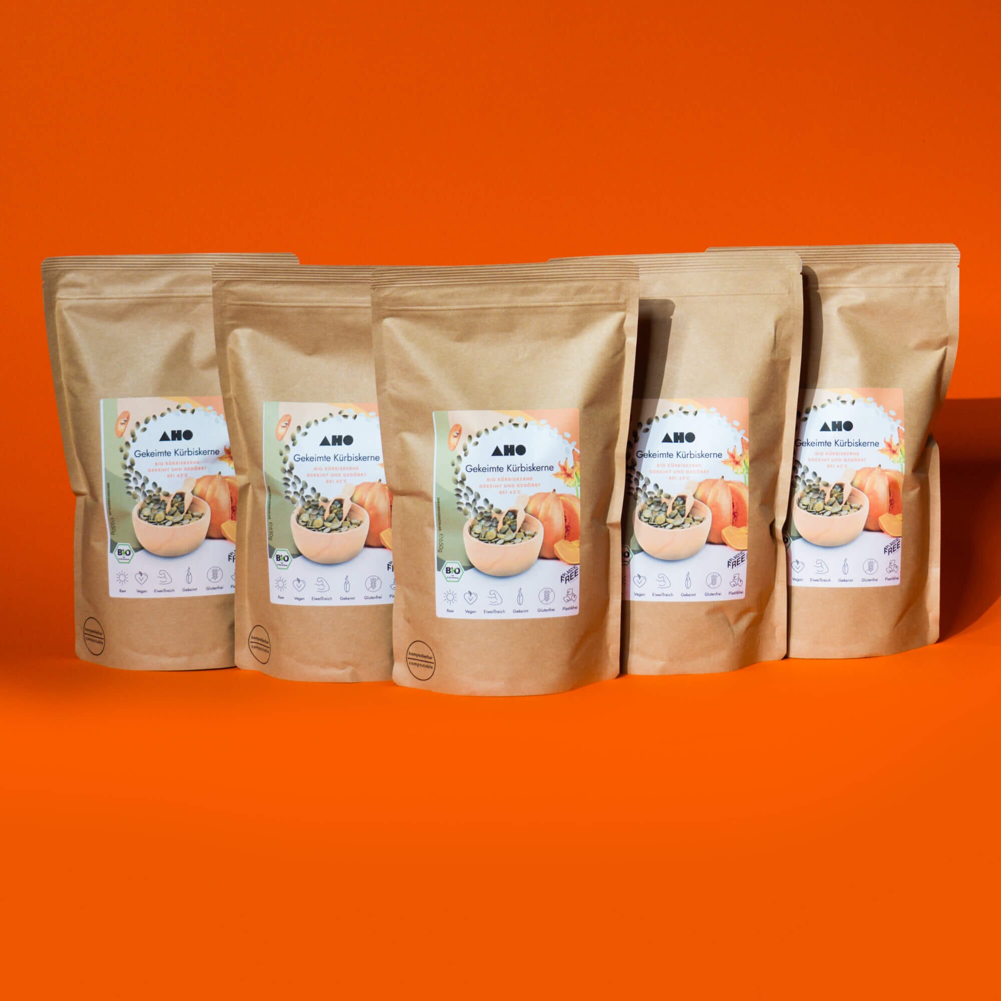 AHO Gekeimte Kürbiskerne Ölsaaten AHO.BIO GmbH 3,25 kg (5 Tüten á 650g)