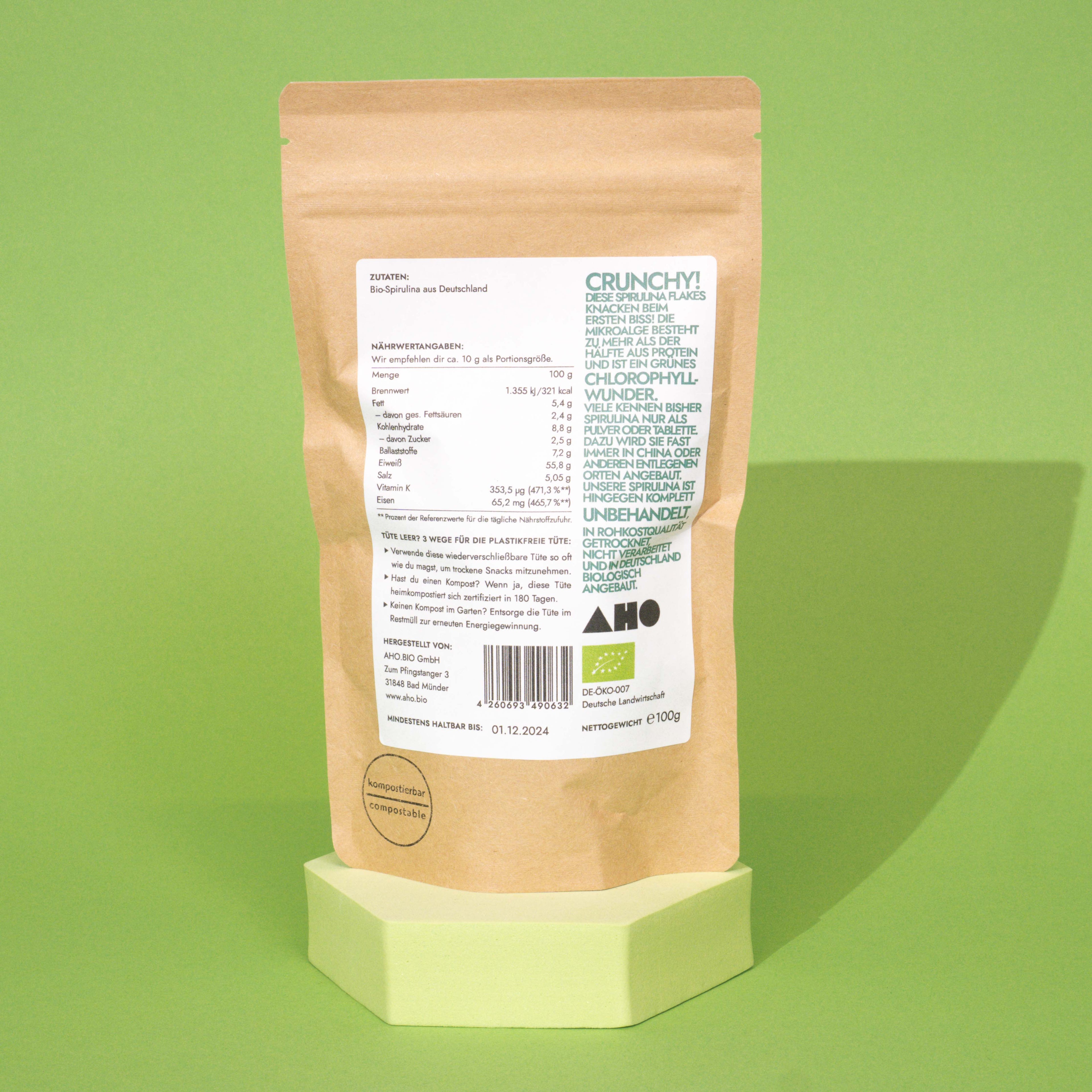 AHO Spirulina Flakes Raw Vegan Granola AHO.BIO GmbH