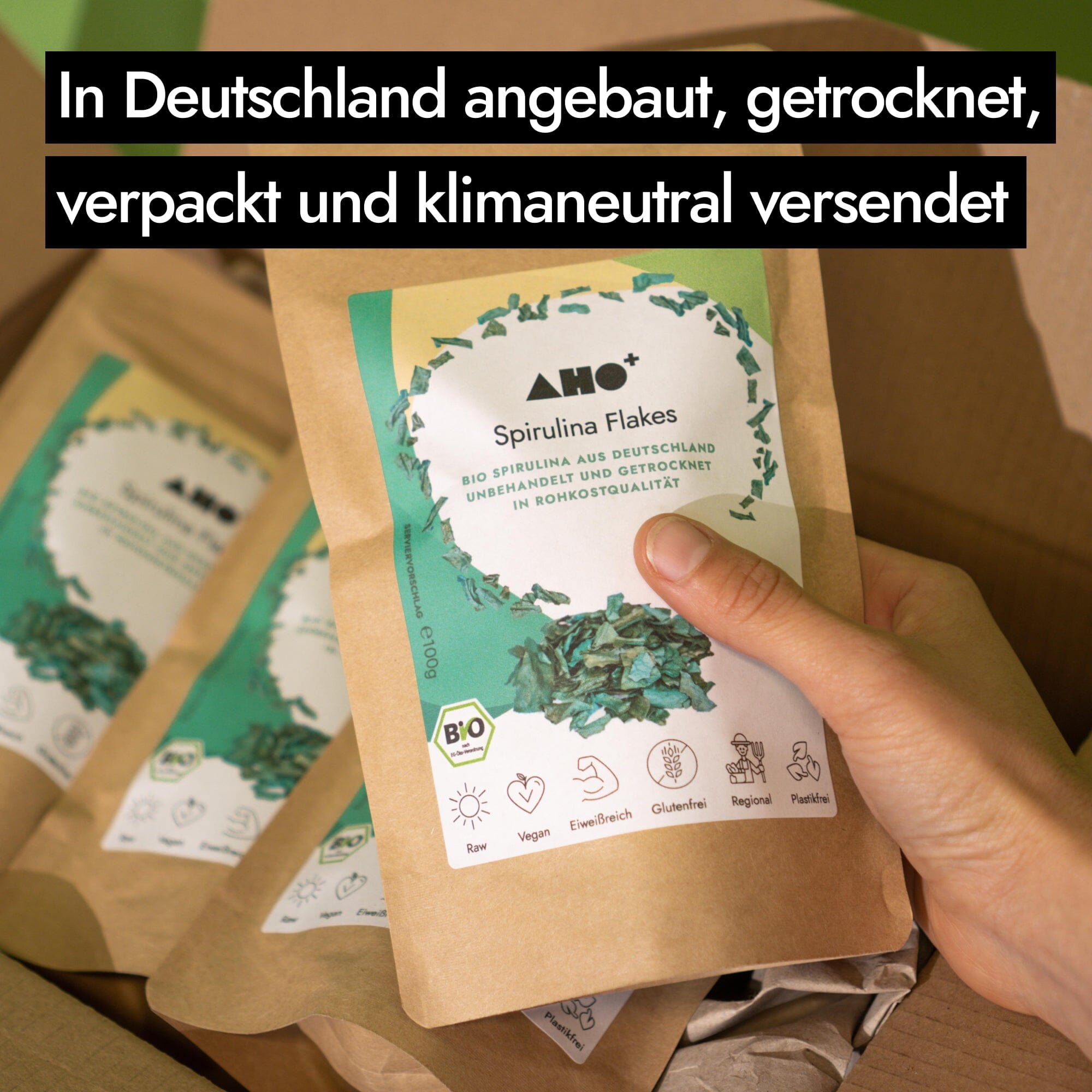 AHO Spirulina Flakes Raw Vegan Granola AHO.BIO GmbH