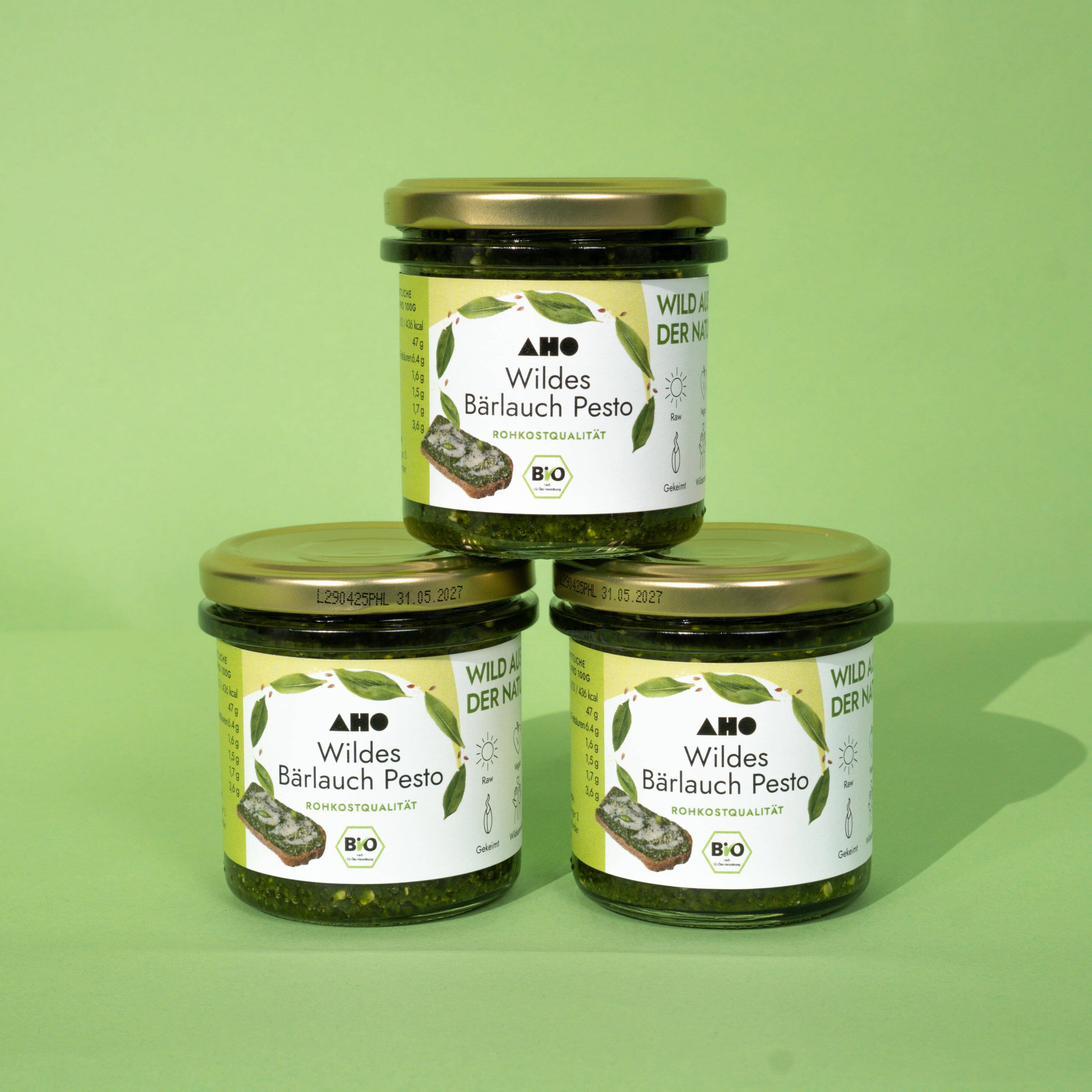 AHO Wildes Bärlauch Pesto Nüsse AHO.BIO GmbH 420g (3 Gläser)