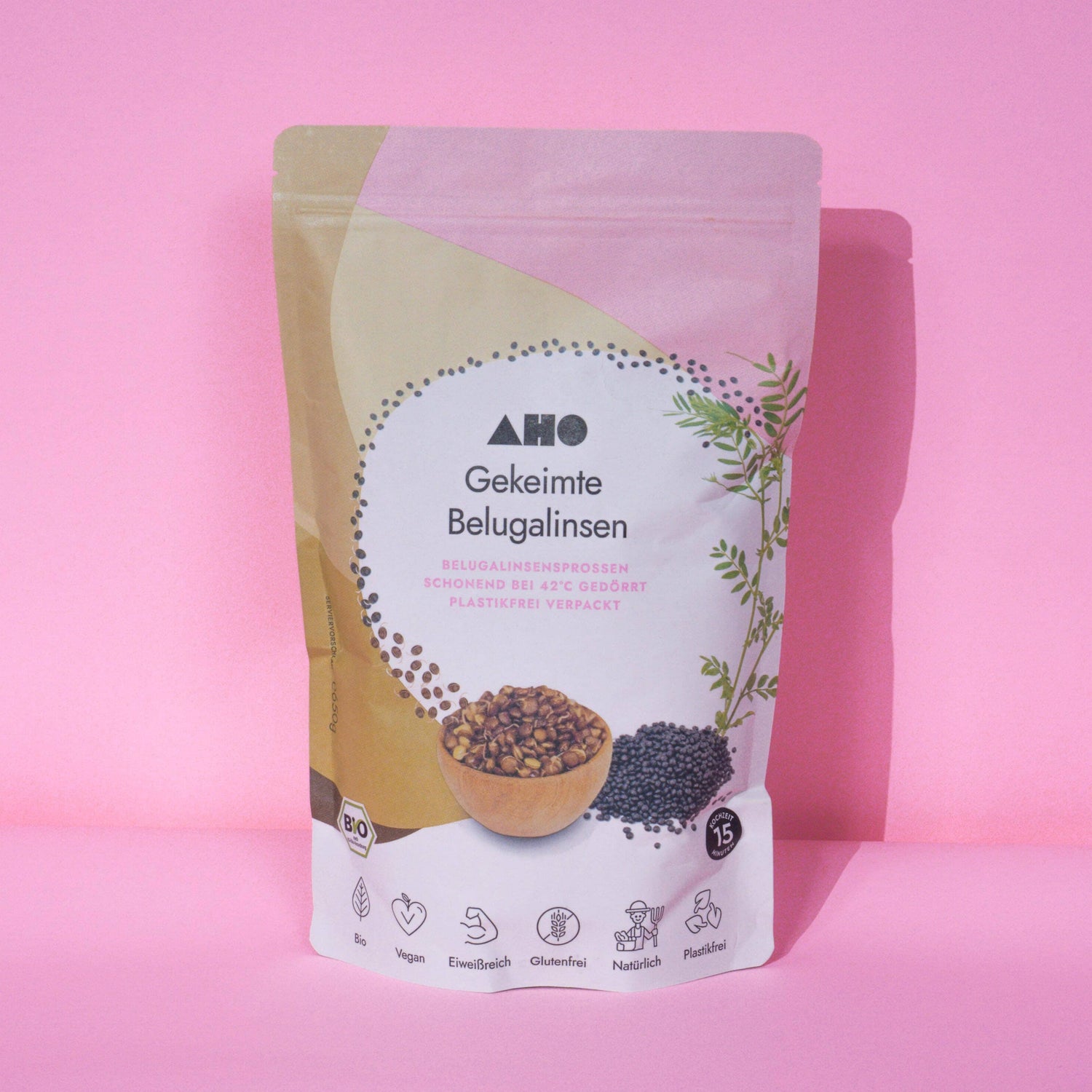 AHO Gekeimte Belugalinsen Ölsaaten AHO.BIO GmbH 650g Riesentüte