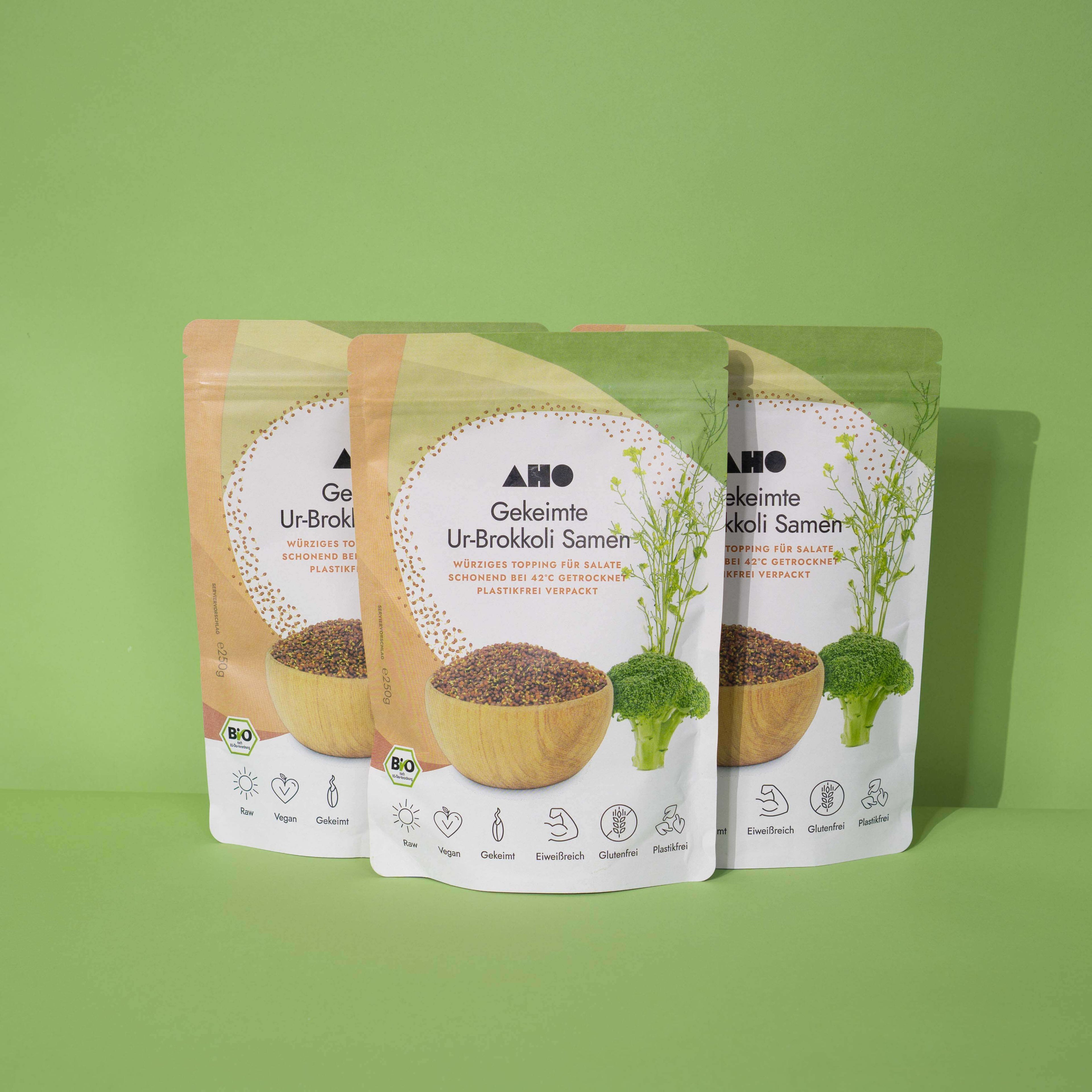 AHO Gekeimte Ur-Brokkoli Samen Ölsaaten AHO.BIO GmbH 750g (3 Tüten)