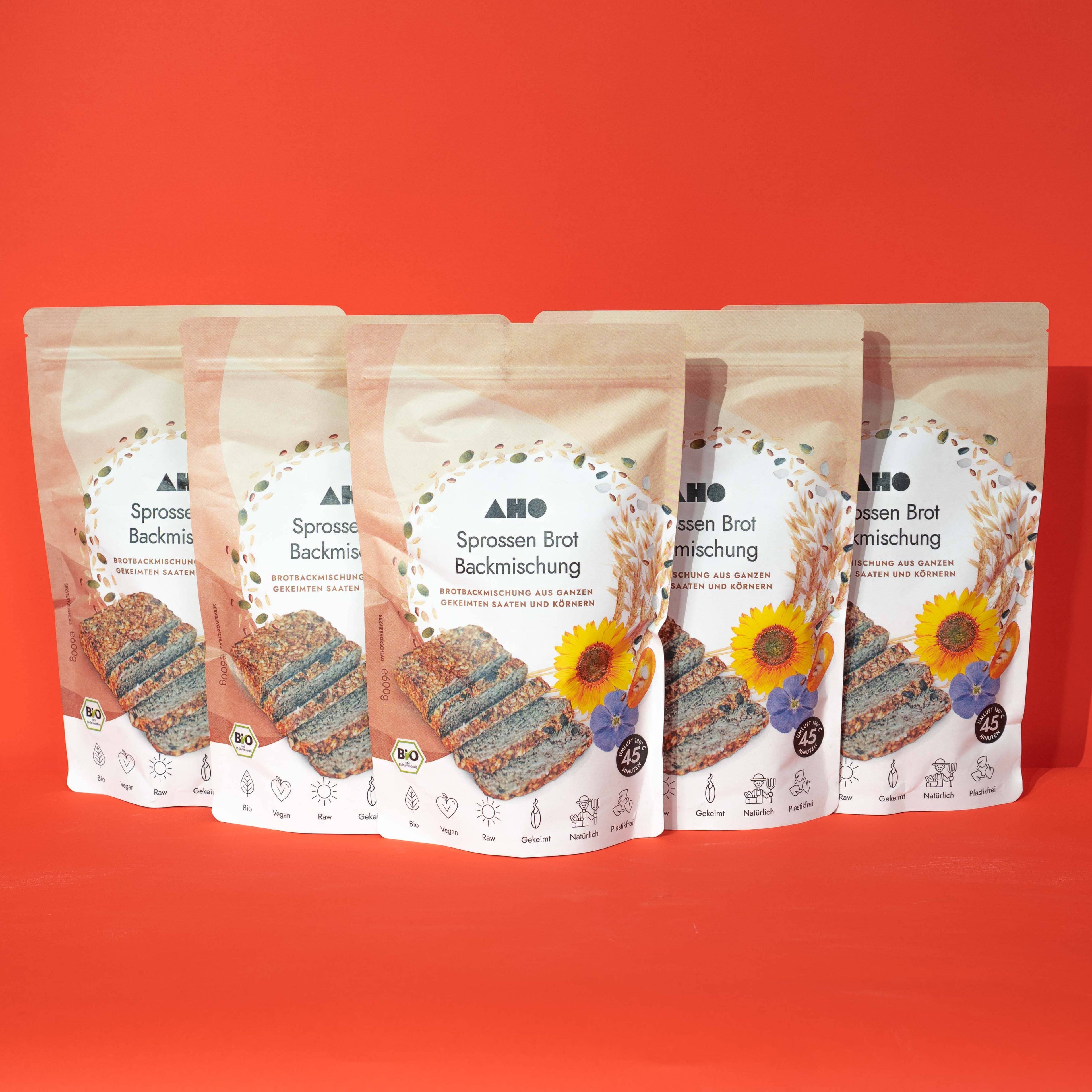 AHO Sprossen Brot Backmischung Getreide AHO.BIO GmbH 3kg (5 Tüten)