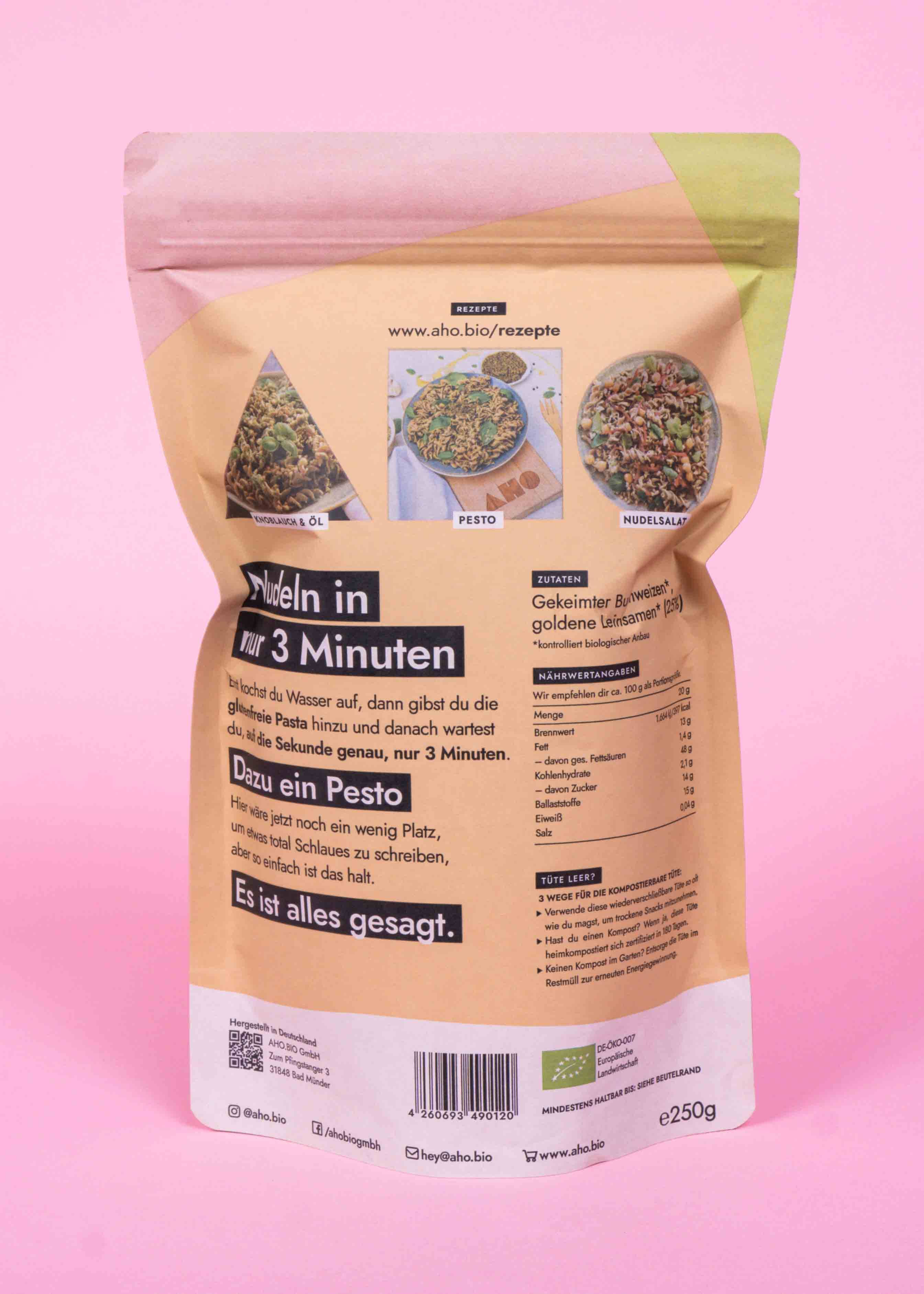 AHO Buchweizensprossen Pasta Raw Vegan Pasta AHO.BIO GmbH