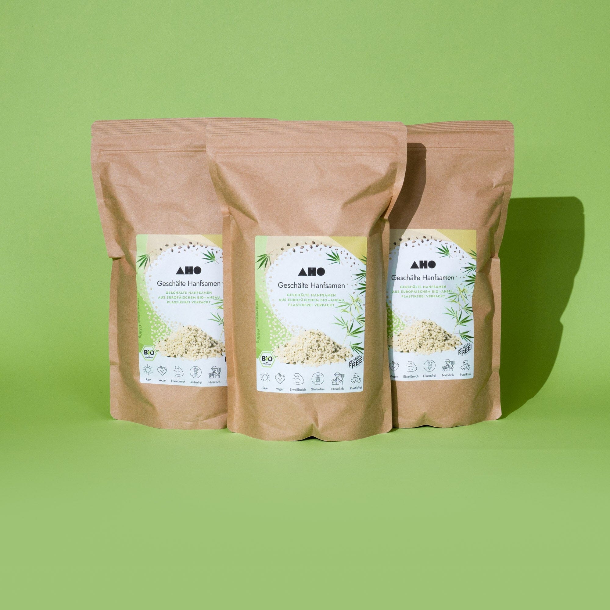AHO Geschälte Hanfsamen Ölsaaten AHO.BIO GmbH 2,5 kg (3 Tüten á 850g)