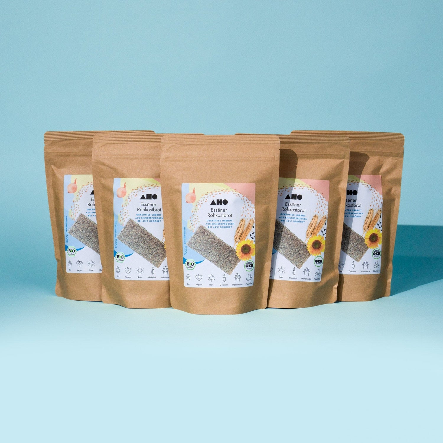 AHO Essēner Rohkostbrot Raw Vegan Cracker AHO.BIO GmbH 1kg (5x200g Tüten)