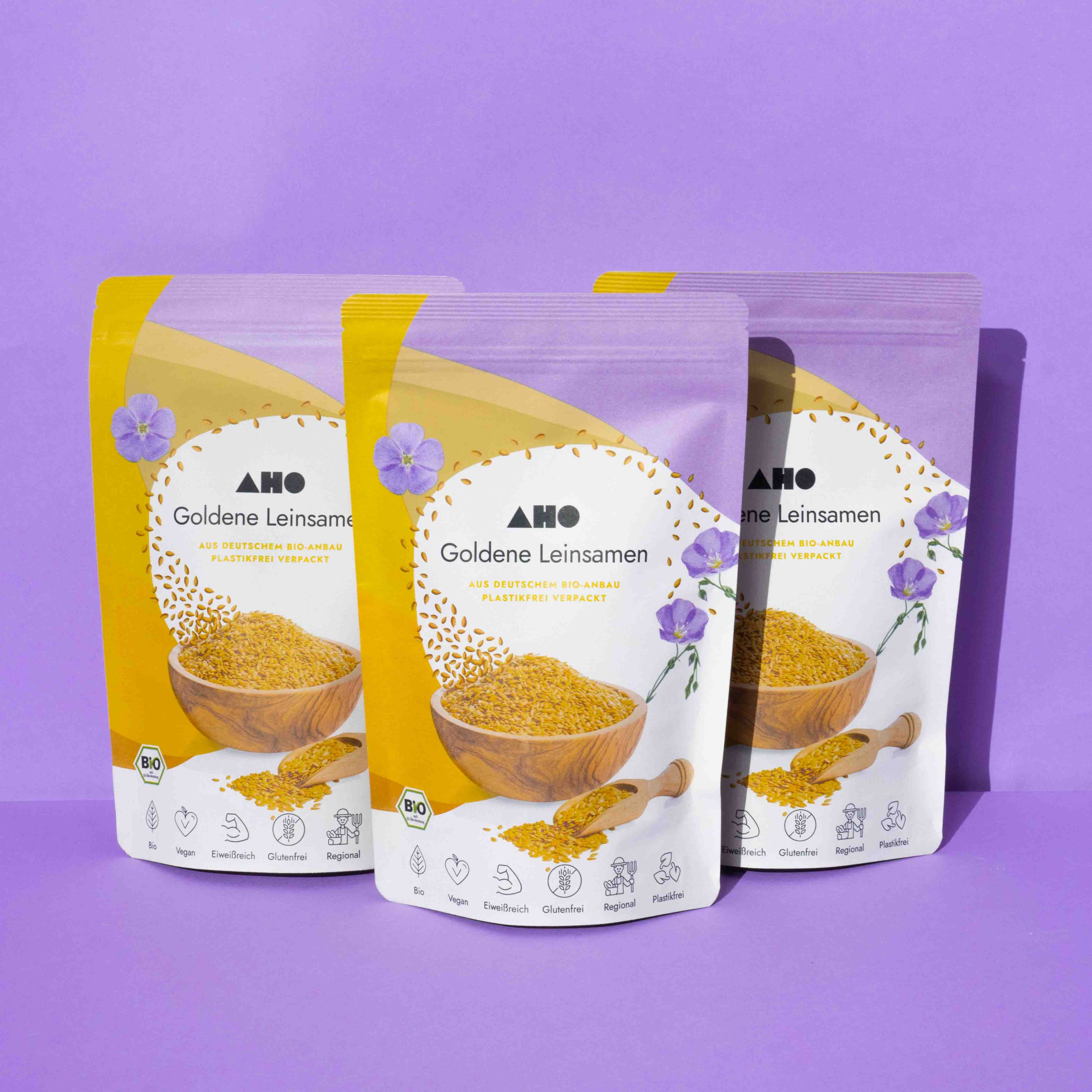 AHO Goldene Leinsamen Ölsaaten AHO.BIO GmbH 2,5kg (3 Tüten)