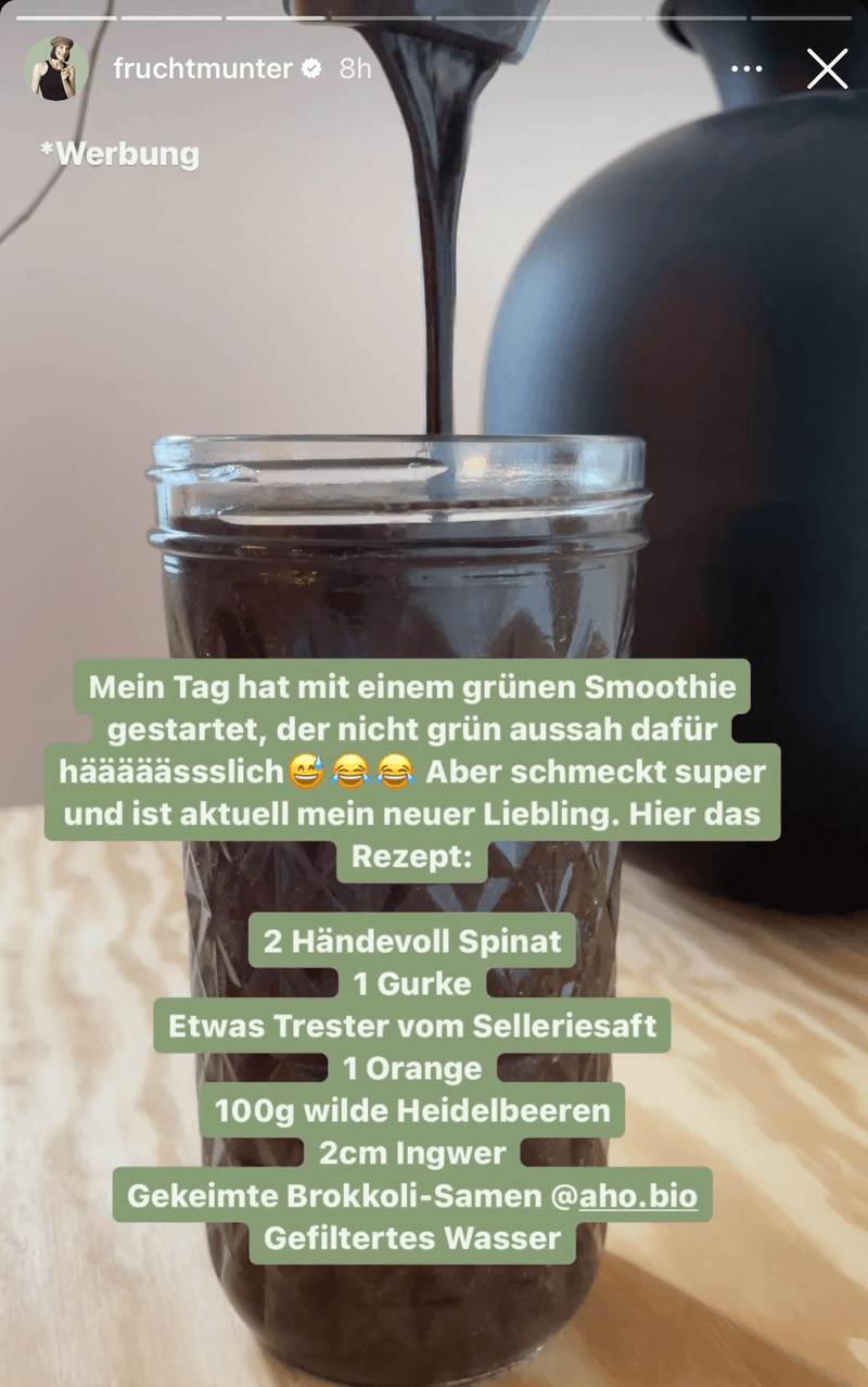 UGC AHO Gekeimte Brokkoli Samen Smoothie