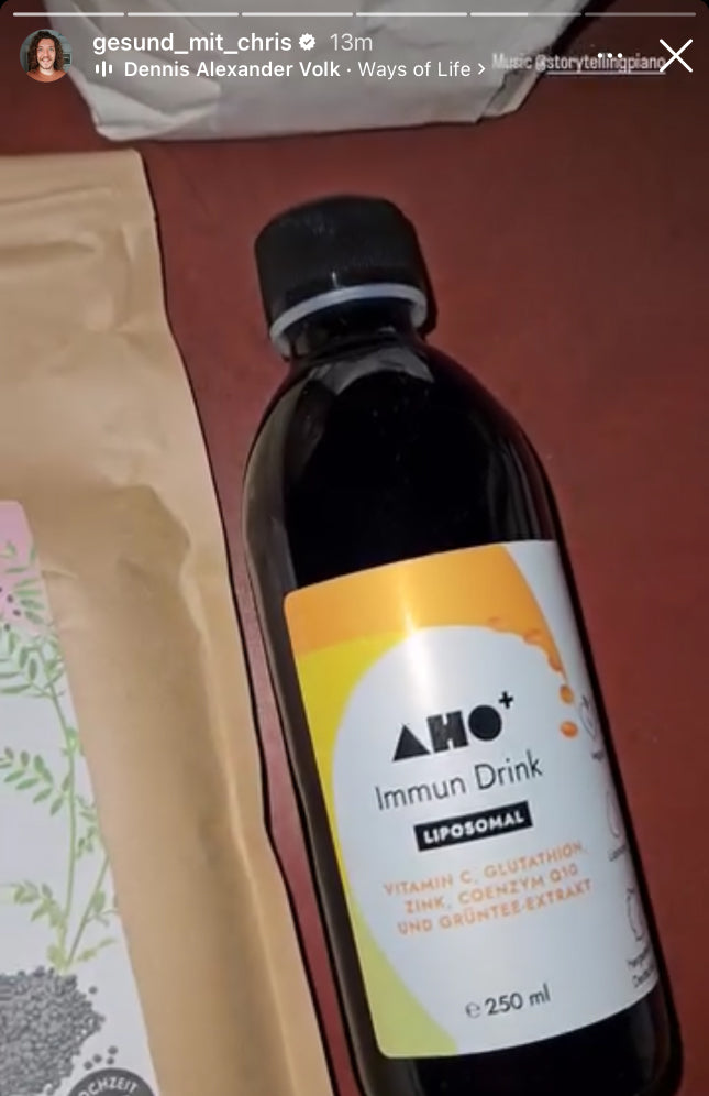 UGC AHO Liposomaler Immun Drink Verpackung 'gesund_mit_chris'