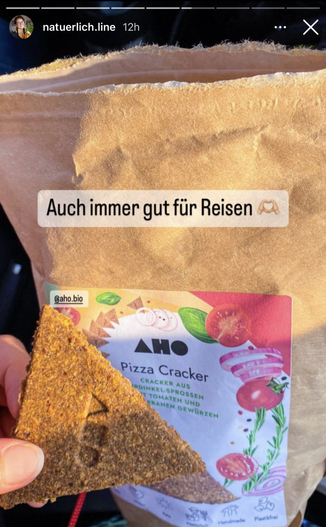 UGC AHO Pizza Cracker Verpackung 'gut für Reise'