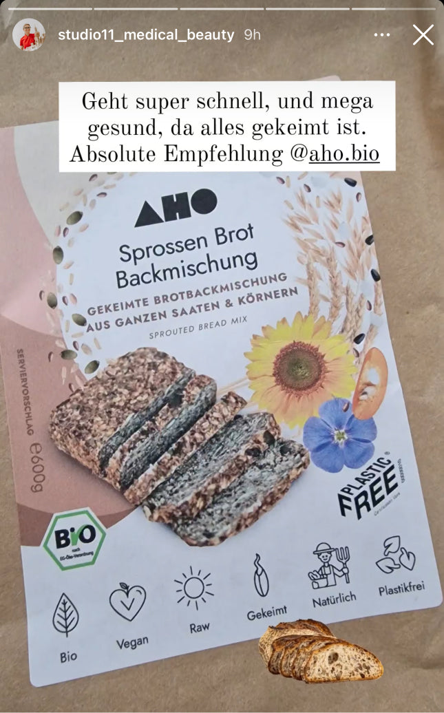 UGC AHO Sprossen Brot Backmischung Verpackung 'Geht super schnell'