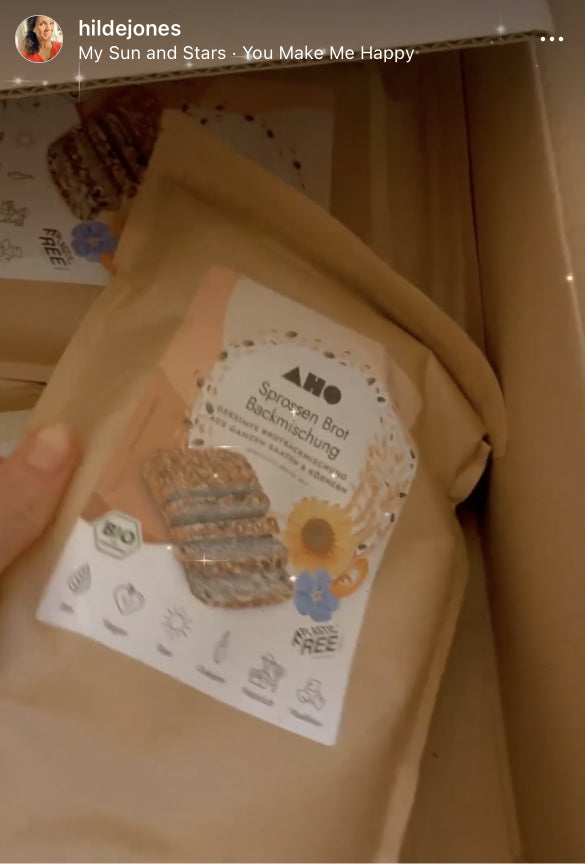 UGC AHO Sprossen Brot Backmischung Verpackung Glitzer