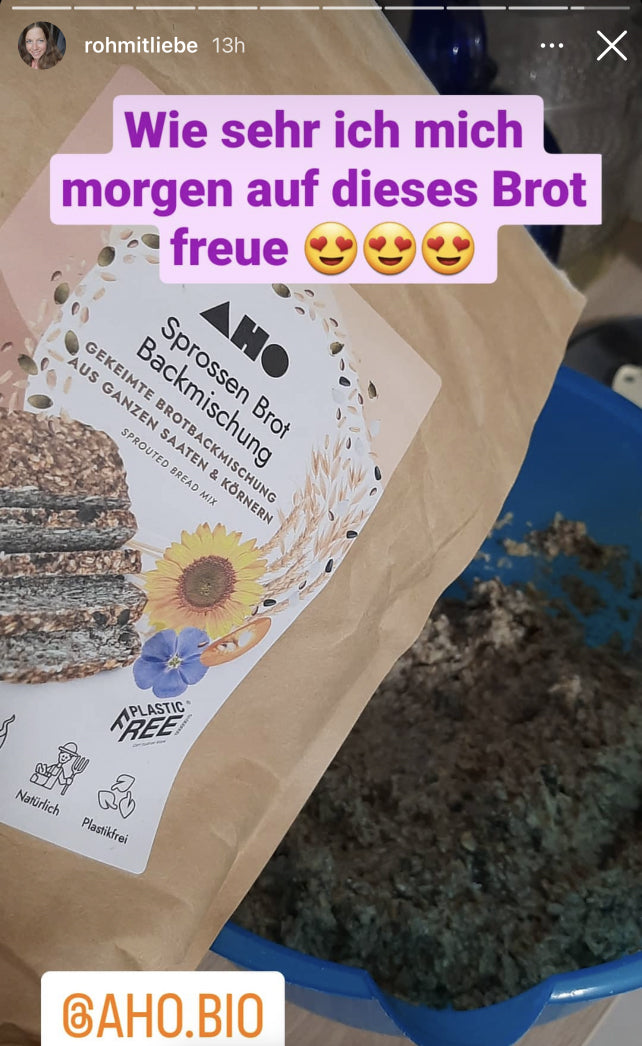 UGC AHO Sprossen Brot Backmischung Verpackung Teig in Schale