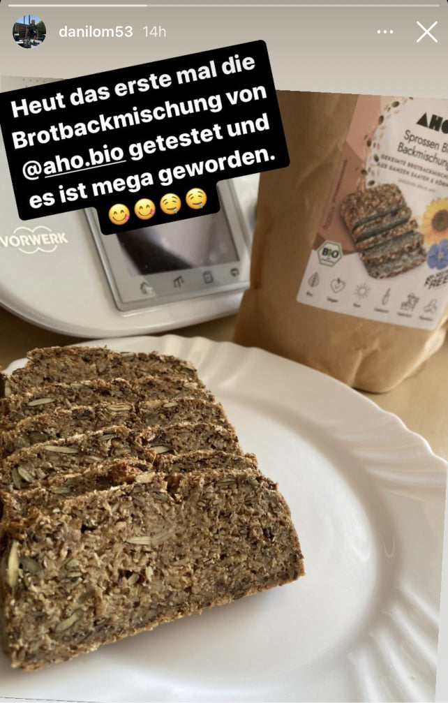 UGC AHO Sprossen Brot Backmischung geschnitten weißer Teller