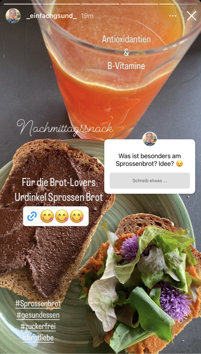 UGC AHO Sprossen Brot belegt mit Saft