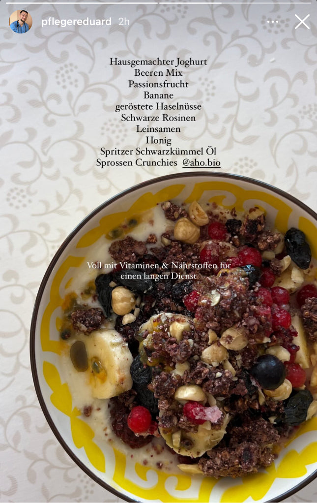 UGC AHO Sprossen Crunchies Schale Banane Blumentischdecke