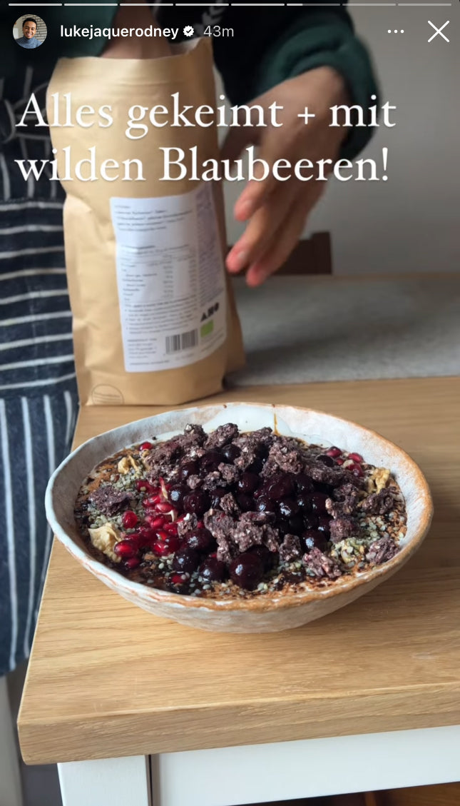 UGC AHO Sprossen Crunchies Schale beeren Holztisch