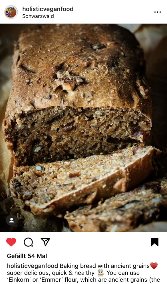 UGC AHO Sprossen Mehl Brot geschnitten 'holisticveganfood'