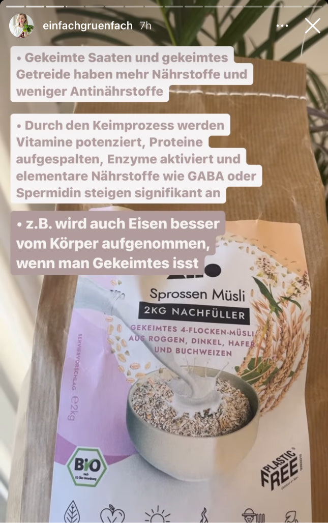 UGC AHO Sprossen Müsli Verpackung 2kg viel Text