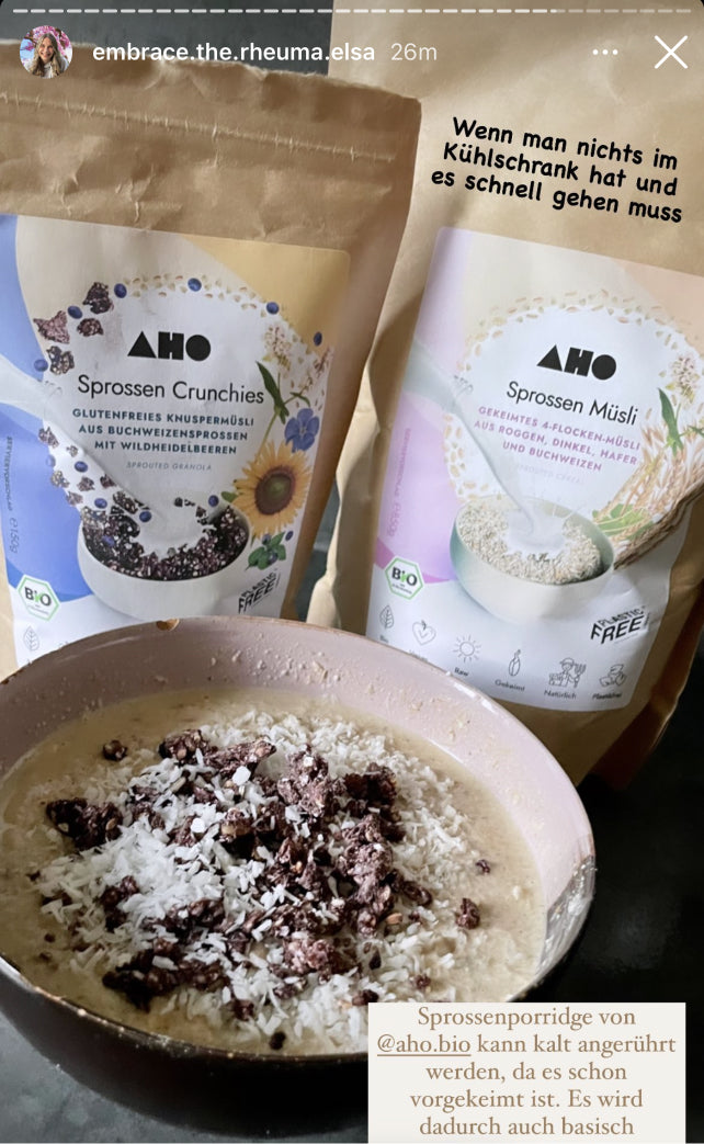 UGC AHO Sprossen Müsli Verpackung bowl Crunchies Kokosraspeln