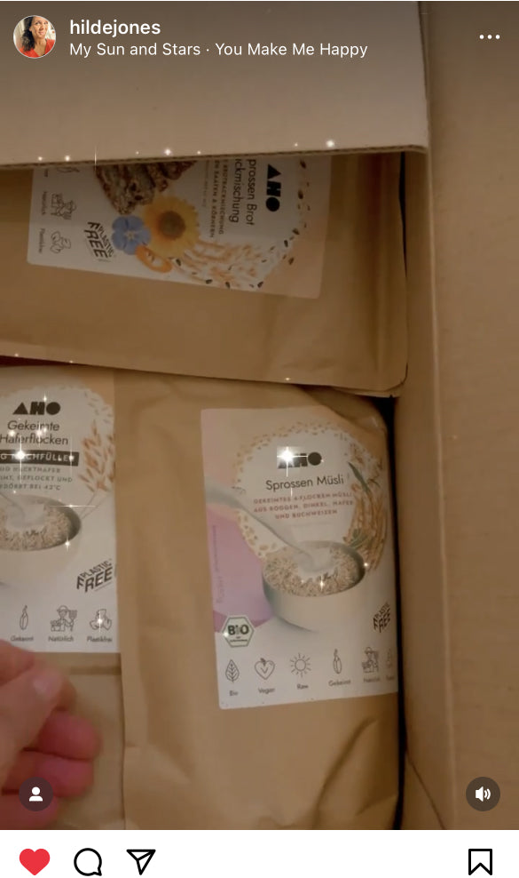 UGC AHO Sprossen Müsli Verpackung in Paket Glitzer