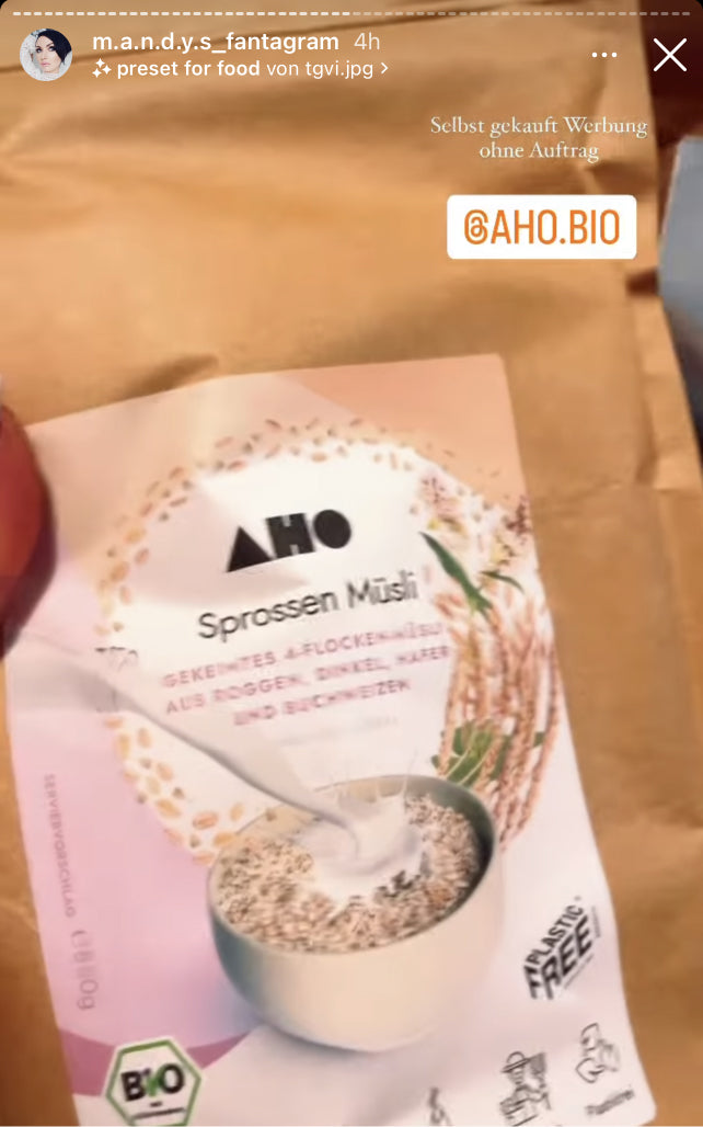 UGC AHO Sprossen Müsli Verpackung 'm.a.n.d.y.s._fantagram'