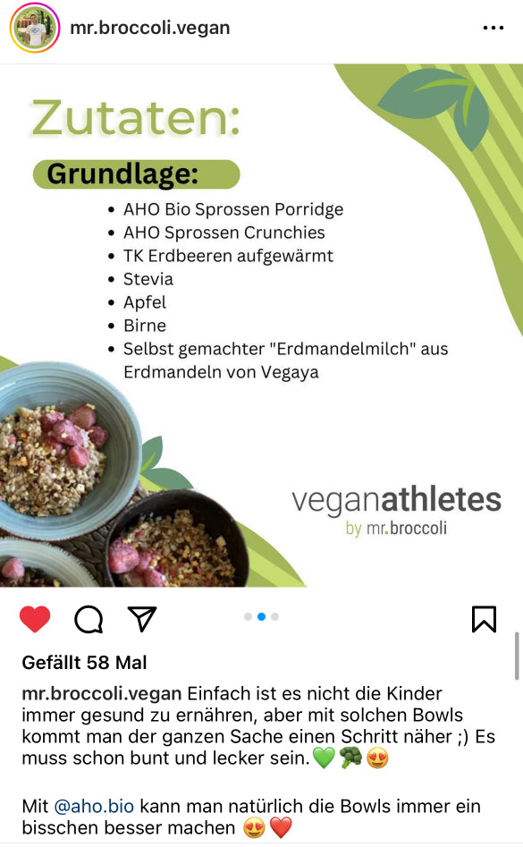 UGC AHO Sprossen Porridge Rezept