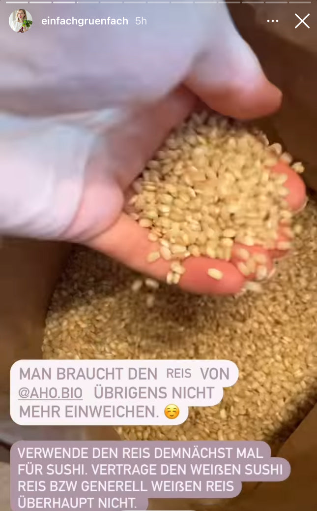 UGC AHO Sprossen Reis Hand in Verpackung