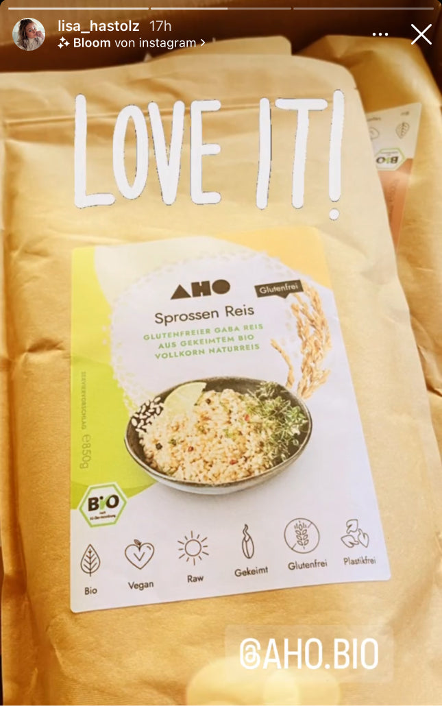 UGC AHO Sprossen Reis Verpackung 'Love it'
