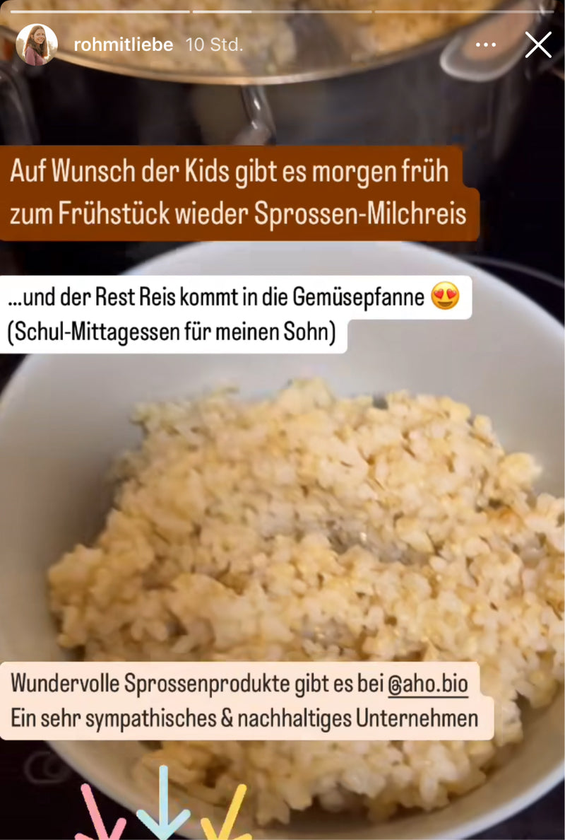 Sprossen Reis in der Schale serviert