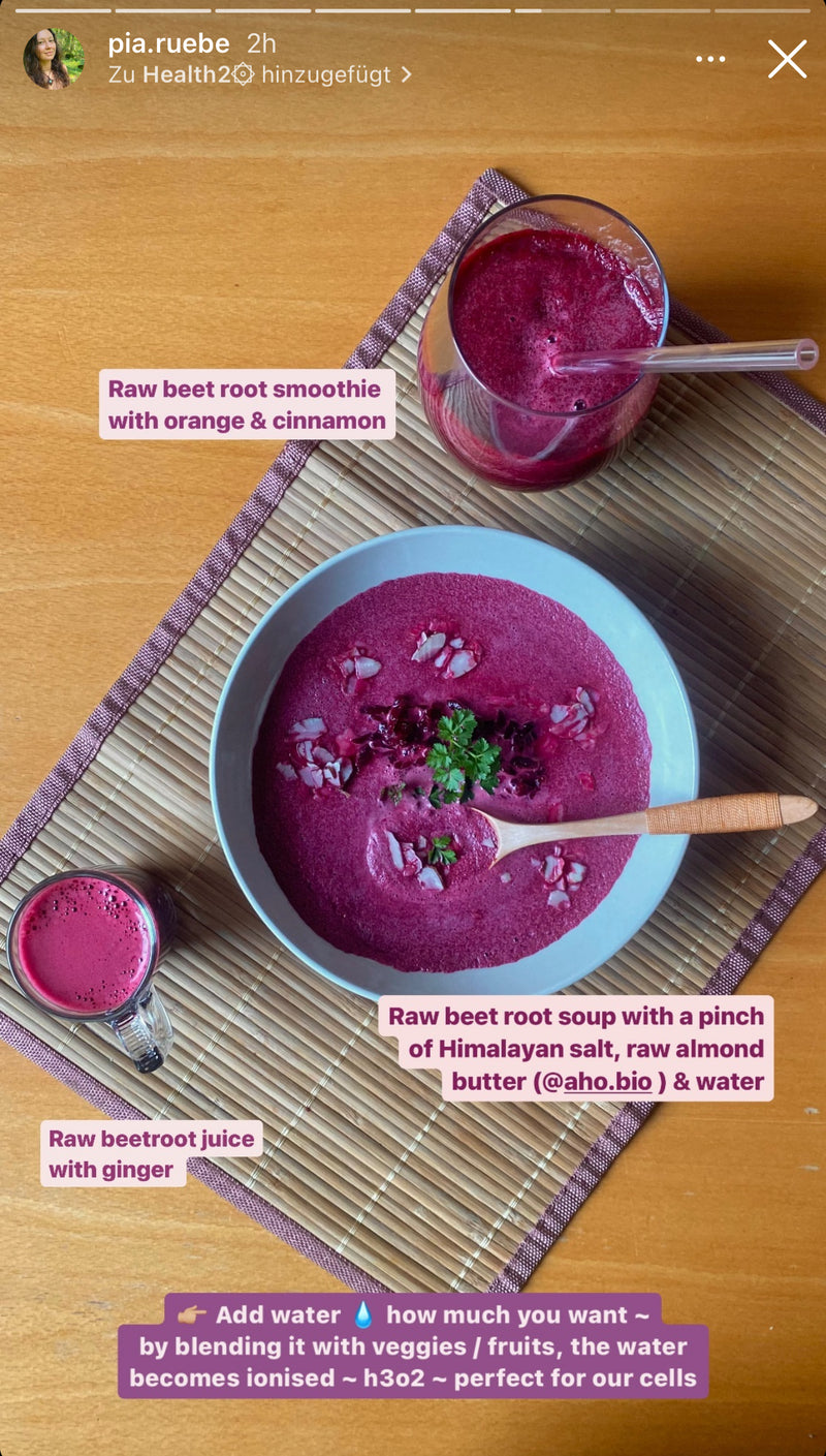 UGC AHO Weißes Mandelmus Rote Beete Suppe