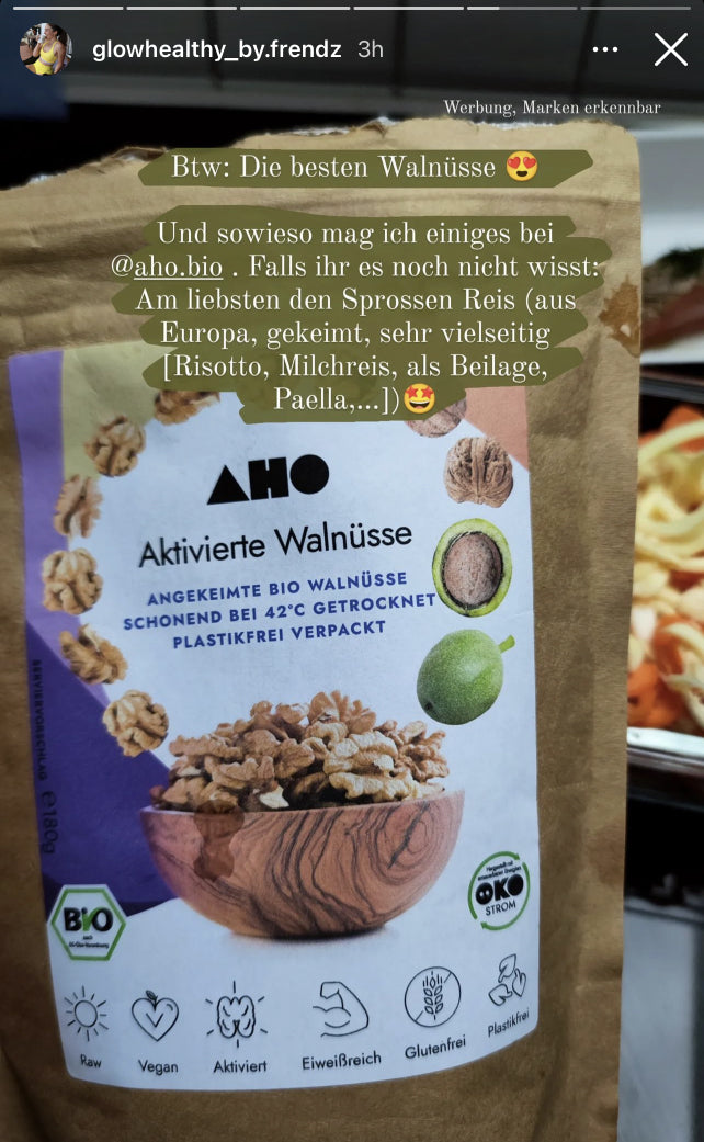 UGC AHO aktivierte Walnüsse verpackung viel Text
