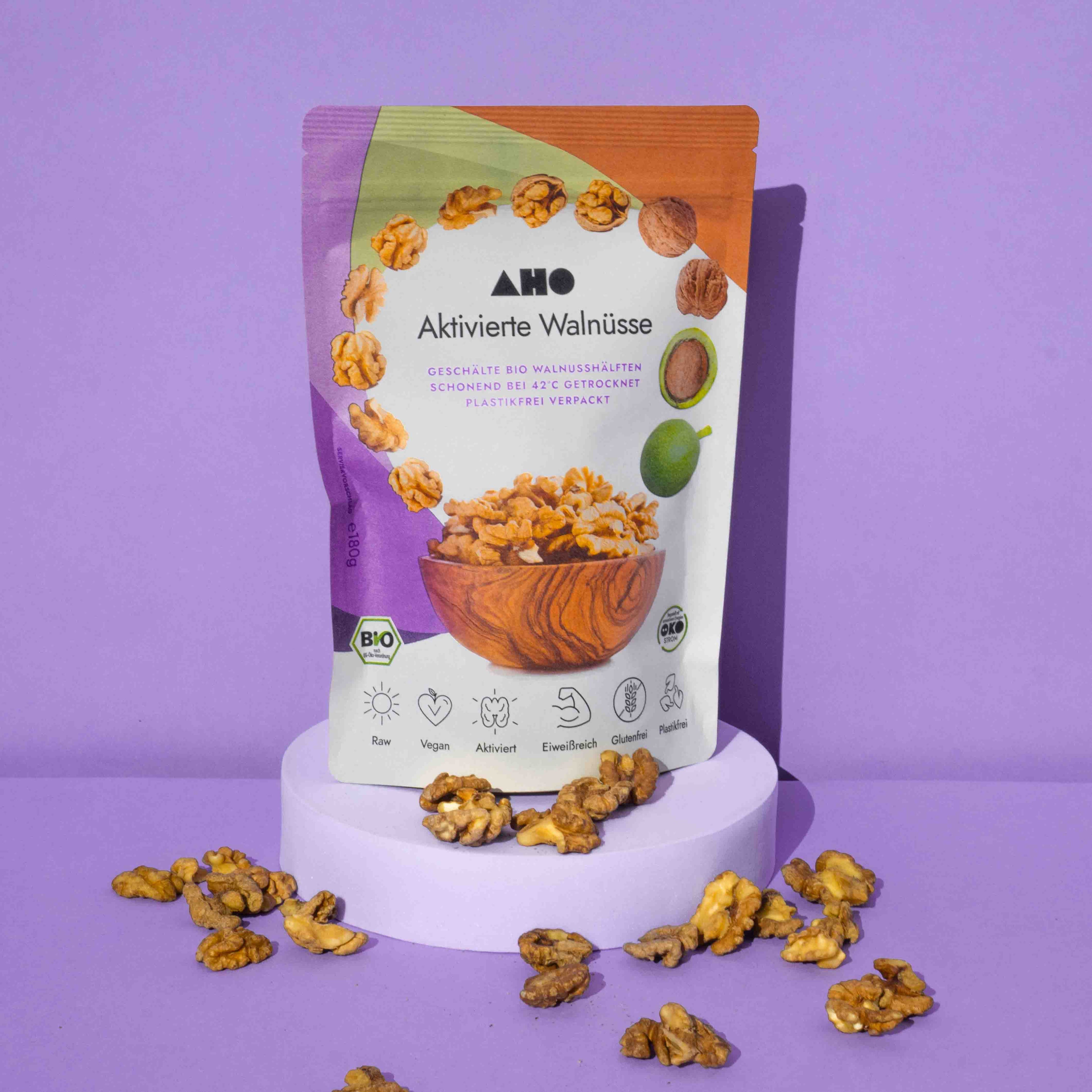 AHO Aktivierte Walnüsse Nüsse AHO.BIO GmbH 180g Tüte