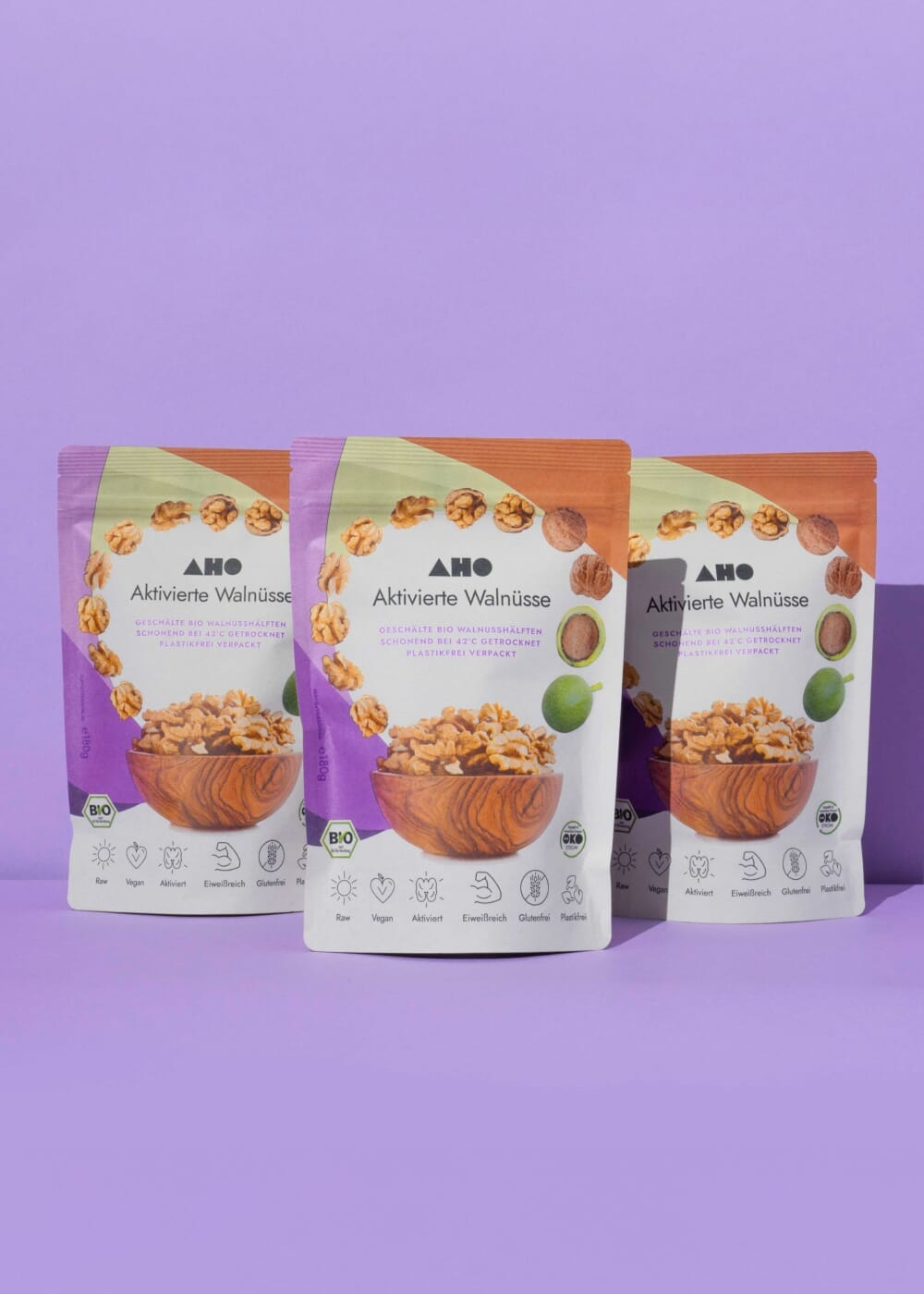 AHO Aktivierte Walnüsse Nüsse AHO.BIO GmbH 540g (3 Tüten)