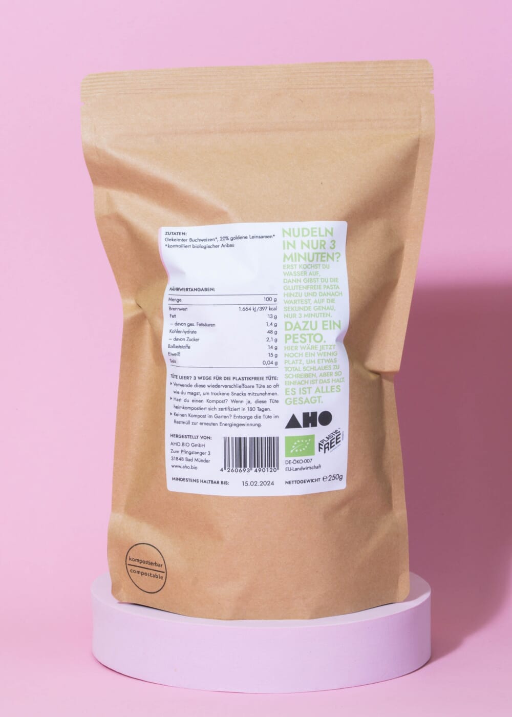 AHO Buchweizensprossen Pasta Raw Vegan Pasta AHO.BIO GmbH