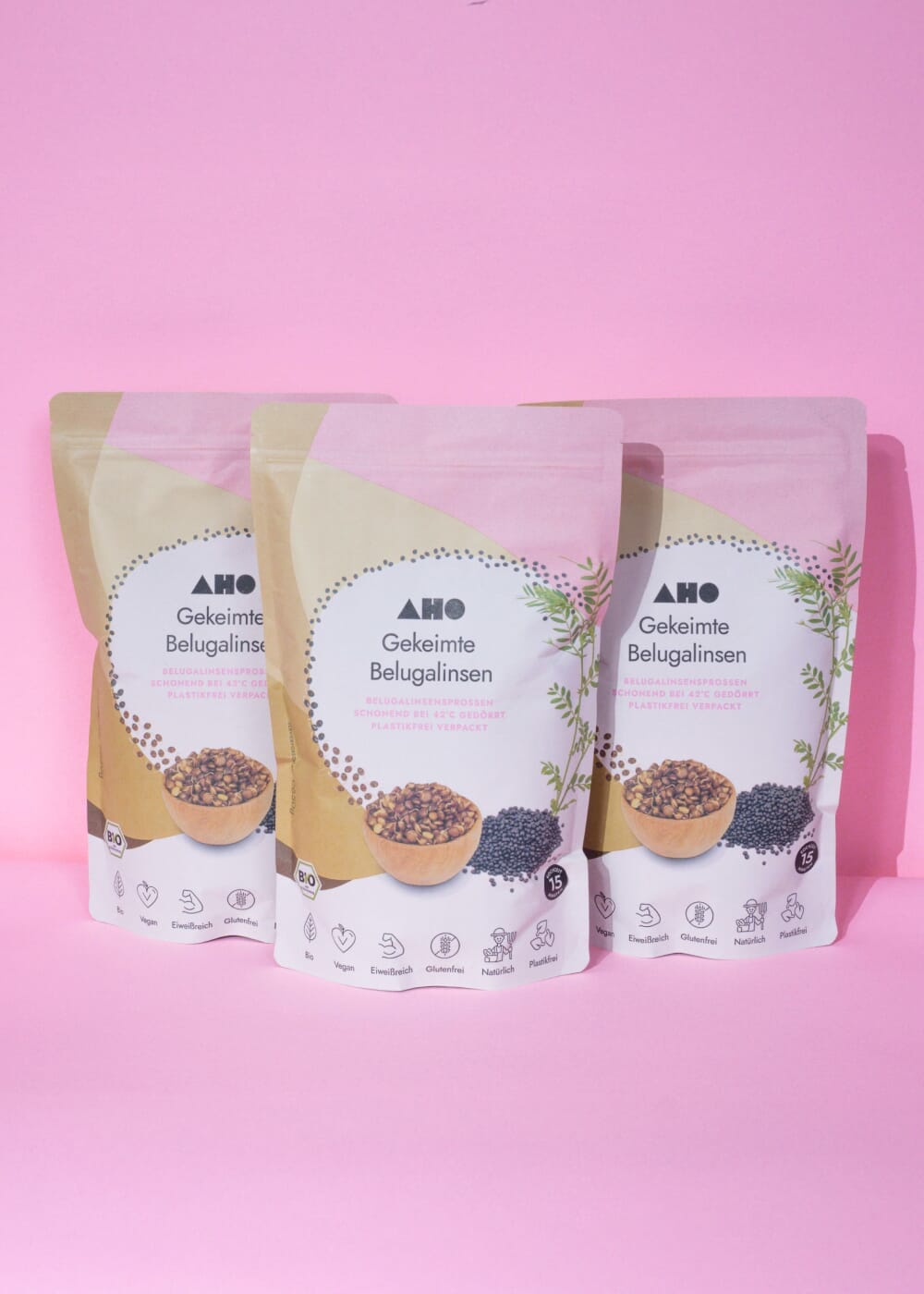 AHO Gekeimte Belugalinsen Ölsaaten AHO.BIO GmbH 1,95kg (3 Tüten)