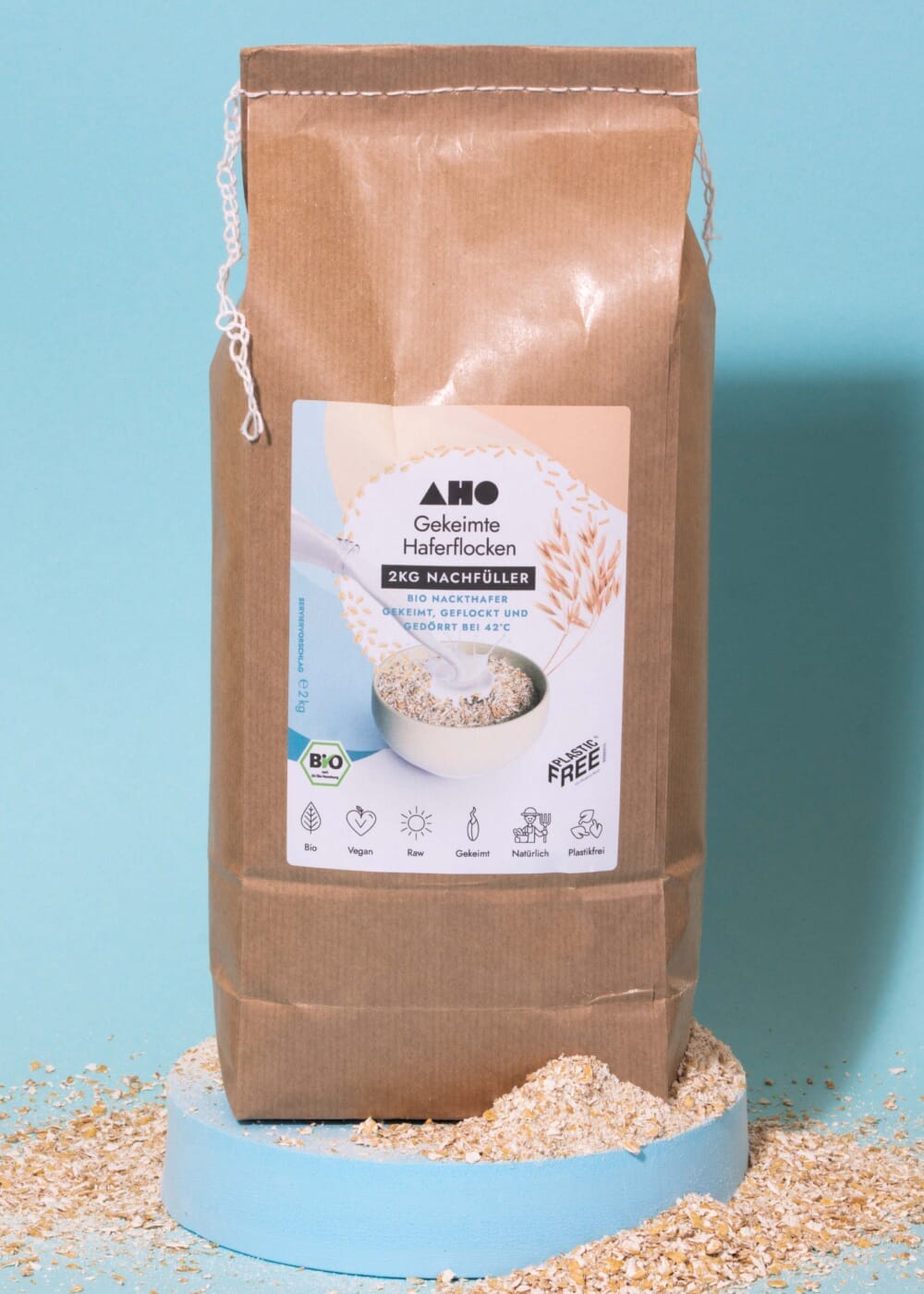 AHO Bio Gekeimte Haferflocken Getreide AHO.BIO GmbH 2kg Nachfüller