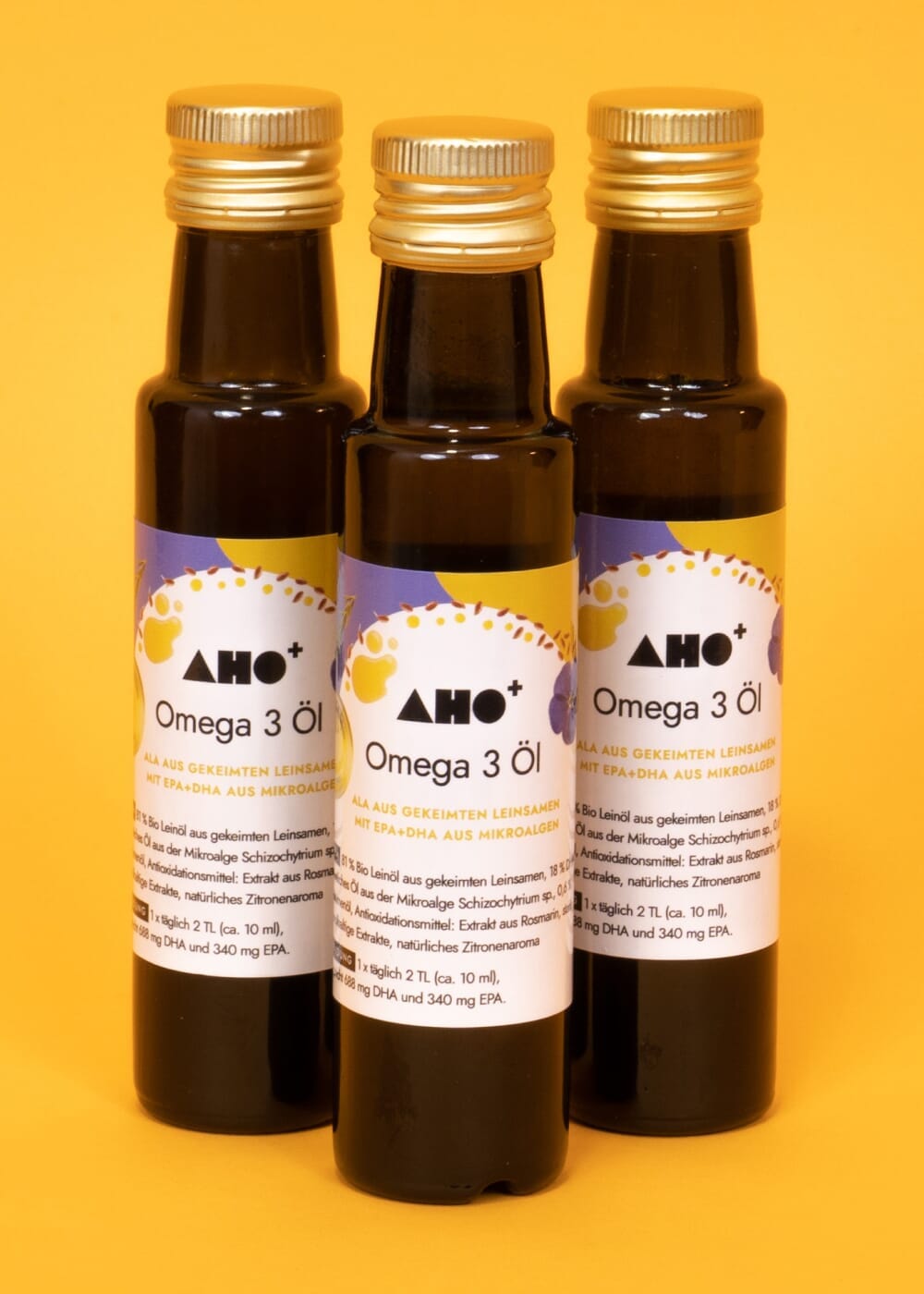 AHO Omega 3 Öl Nahrungsergänzung AHO.BIO GmbH 300ml (3 Flaschen)