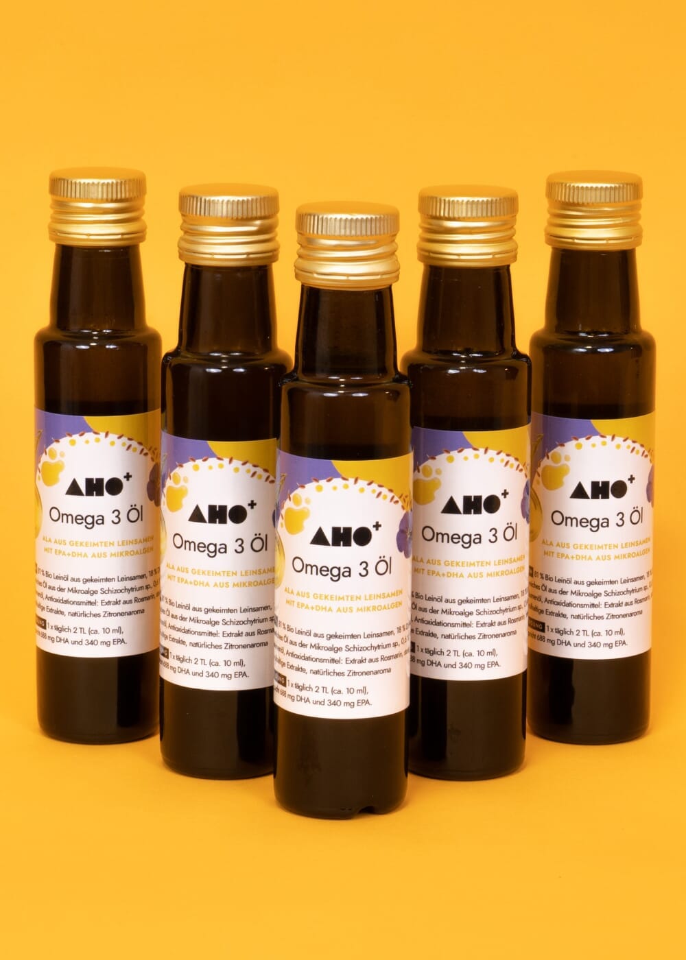 AHO Omega 3 Öl Nahrungsergänzung AHO.BIO GmbH 500ml (5 Flaschen)