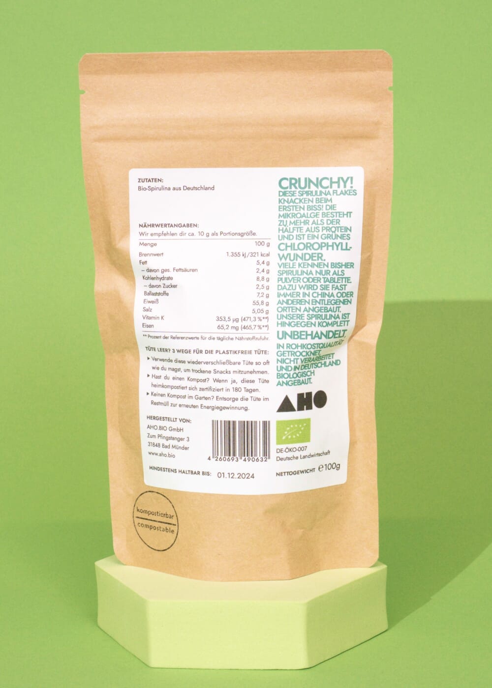 AHO Spirulina Flakes Raw Vegan Granola AHO.BIO GmbH