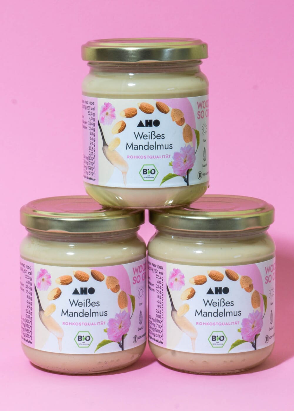 AHO Weißes Mandelmus Nüsse AHO.BIO GmbH 600g (3 Gläser)