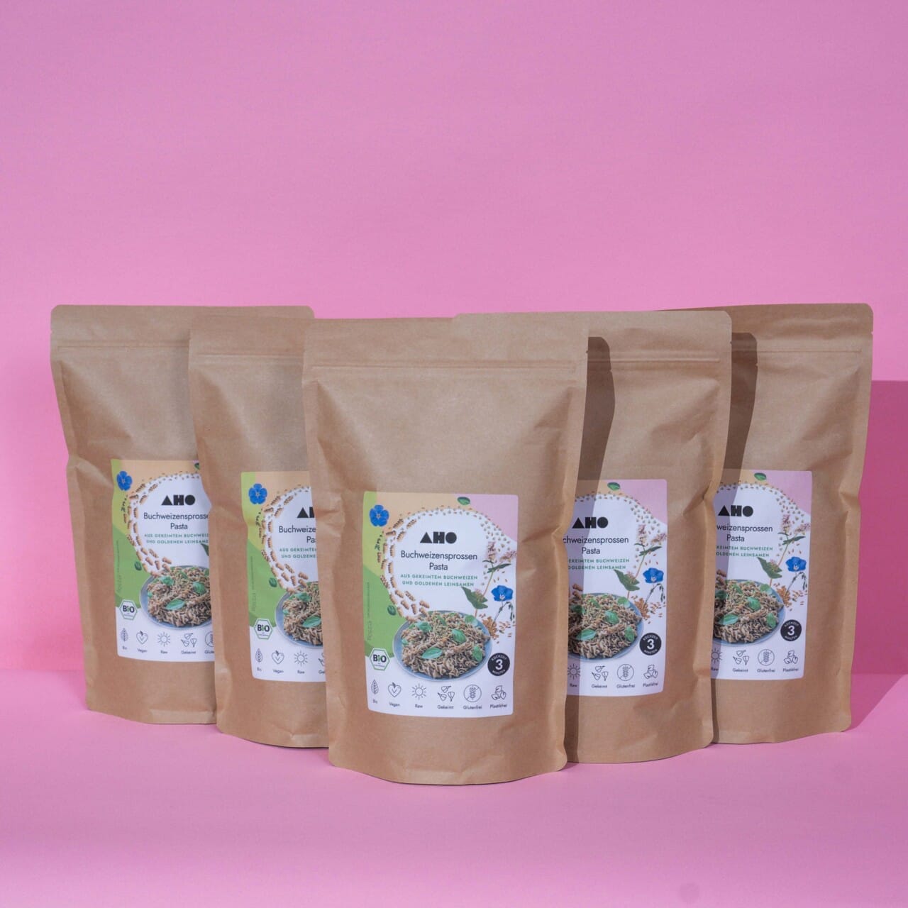AHO Buchweizensprossen Pasta Raw Vegan Pasta AHO.BIO GmbH 1,25kg (5 Tüten)