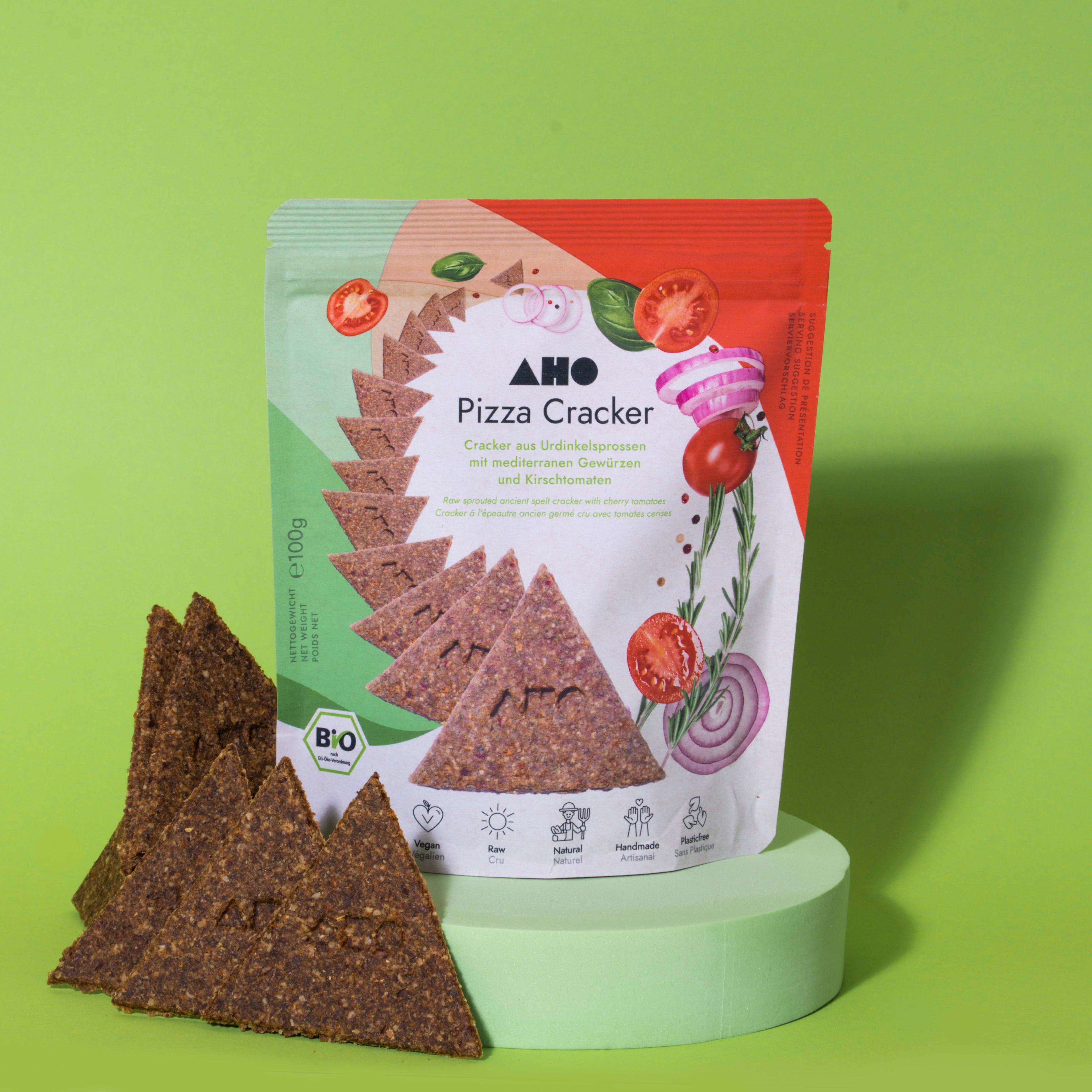 AHO Pizza Cracker 2.0 Raw Vegan Cracker AHO.BIO GmbH 100g Tüte 