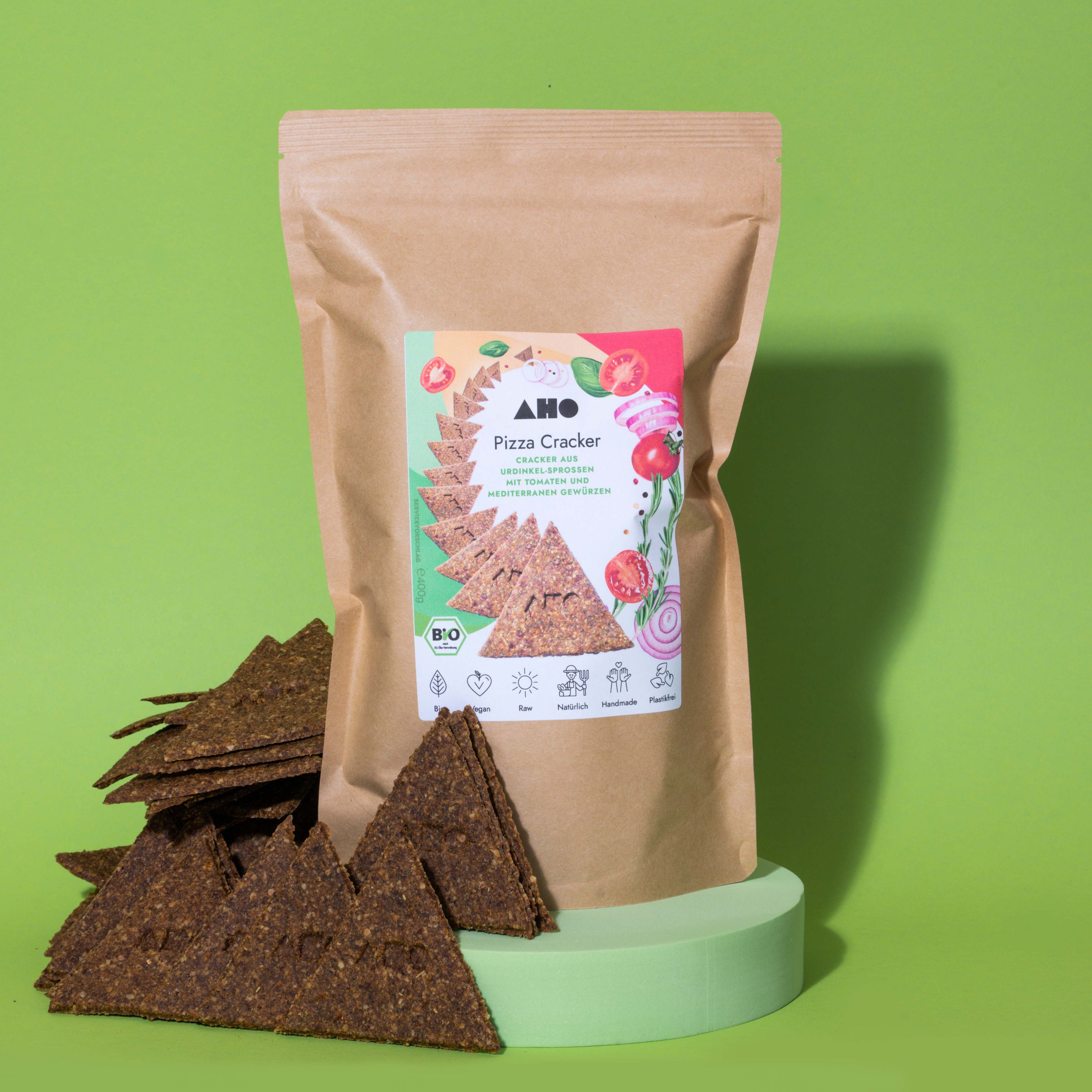 AHO Pizza Cracker 2.0 Raw Vegan Cracker AHO.BIO GmbH 400g Riesentüte 