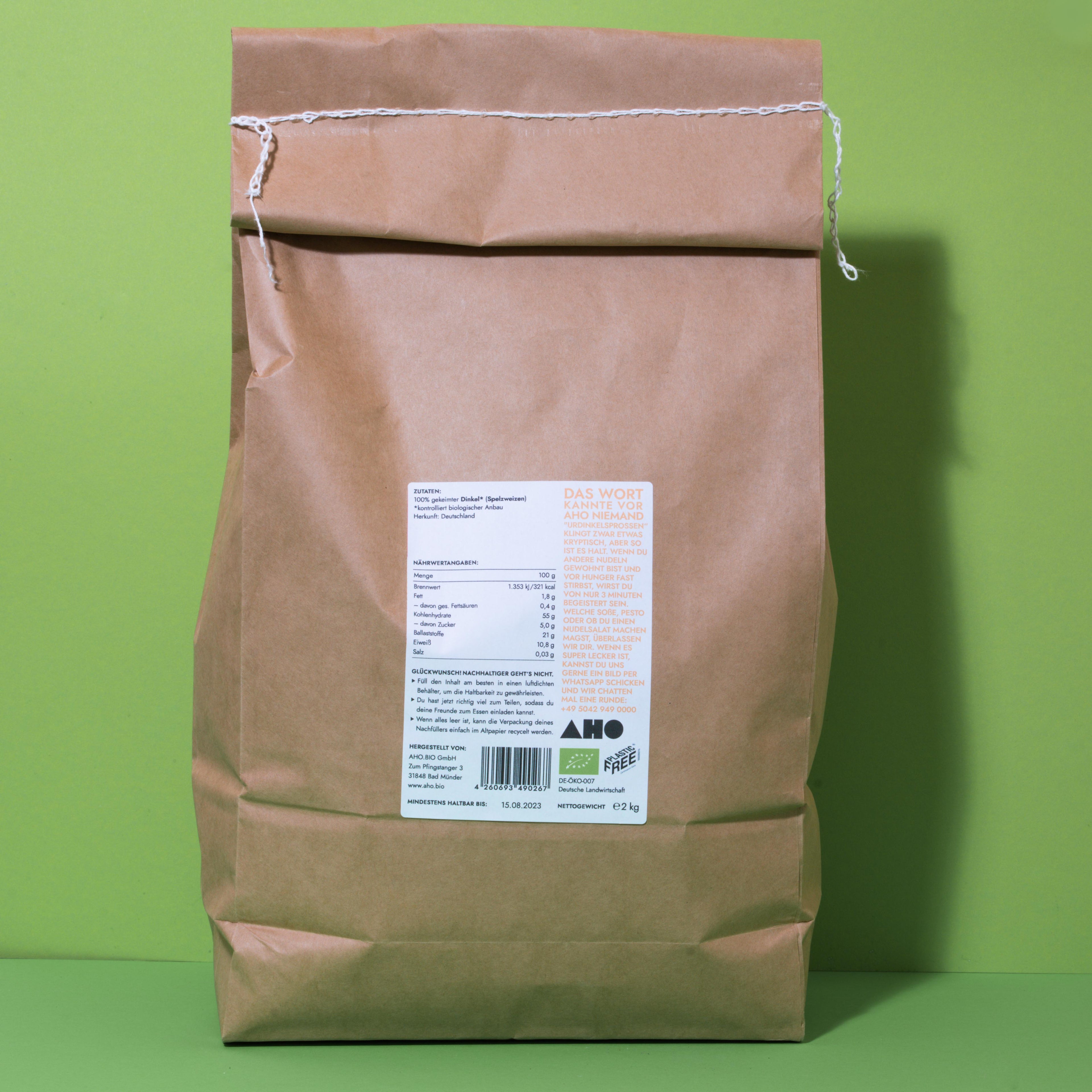 AHO Urdinkelsprossen Pasta 2.0 Raw Vegan Pasta AHO.BIO GmbH